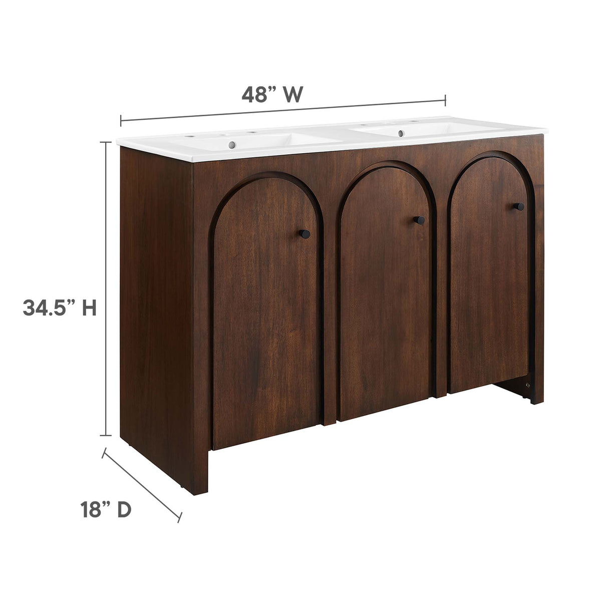 Appia 48" Double Sink Bathroom Vanity, Walnut White