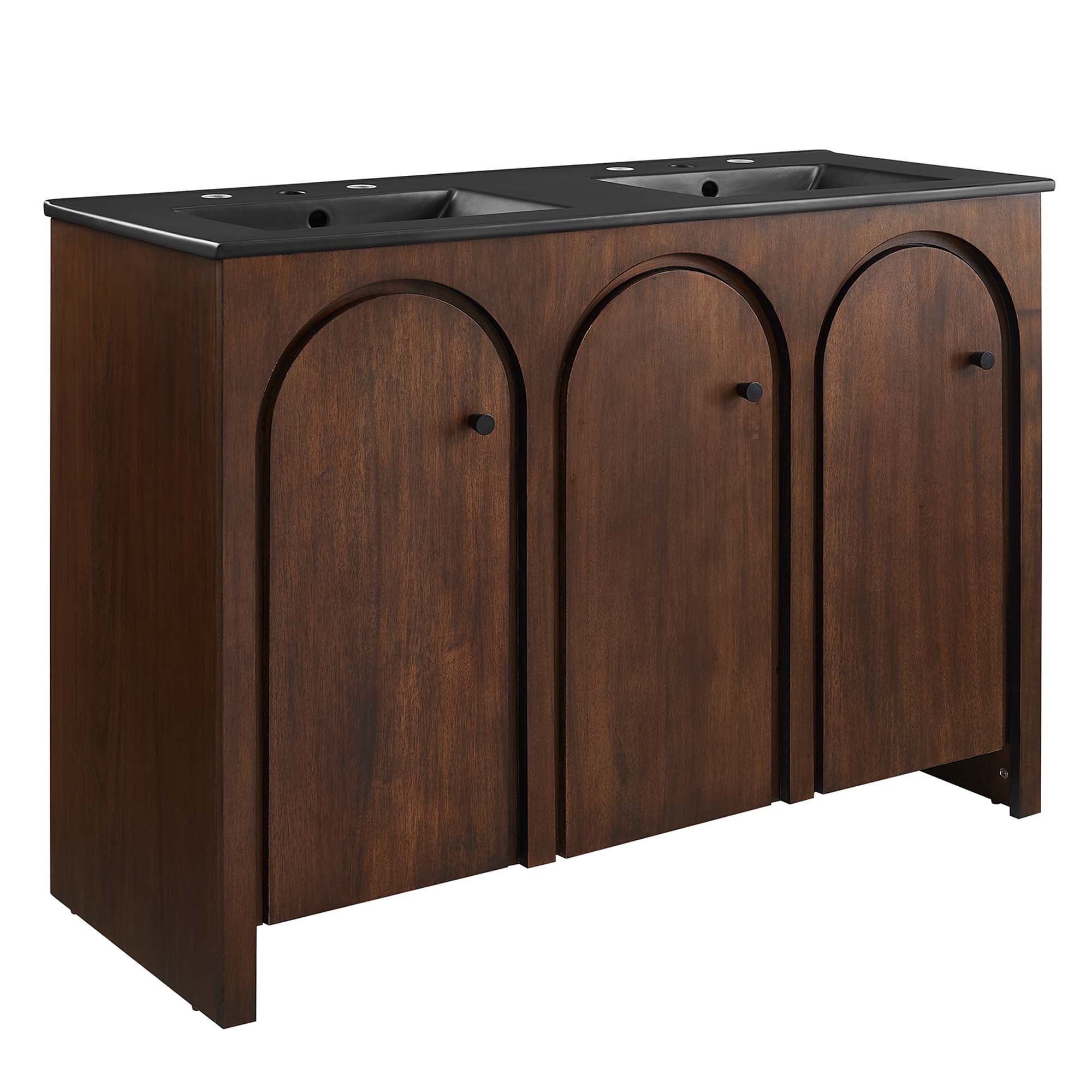 Appia 48" Double Sink Bathroom Vanity, Walnut Black