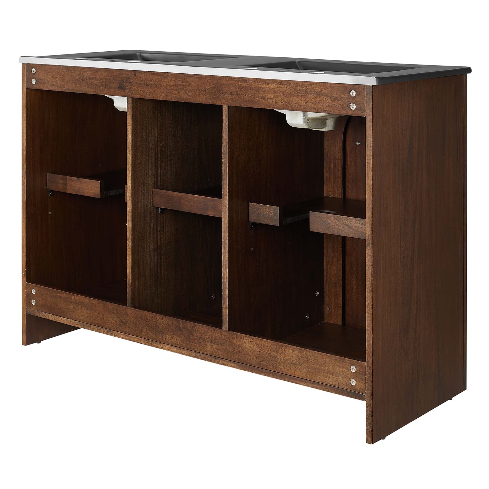 Appia 48" Double Sink Bathroom Vanity, Walnut Black