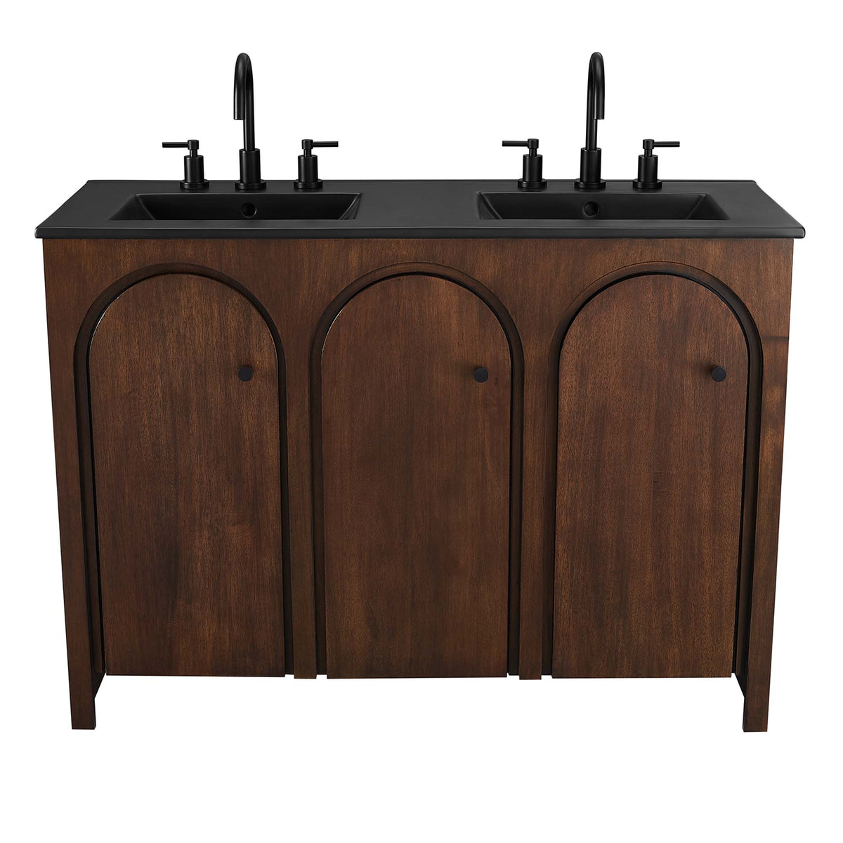 Appia 48" Double Sink Bathroom Vanity, Walnut Black