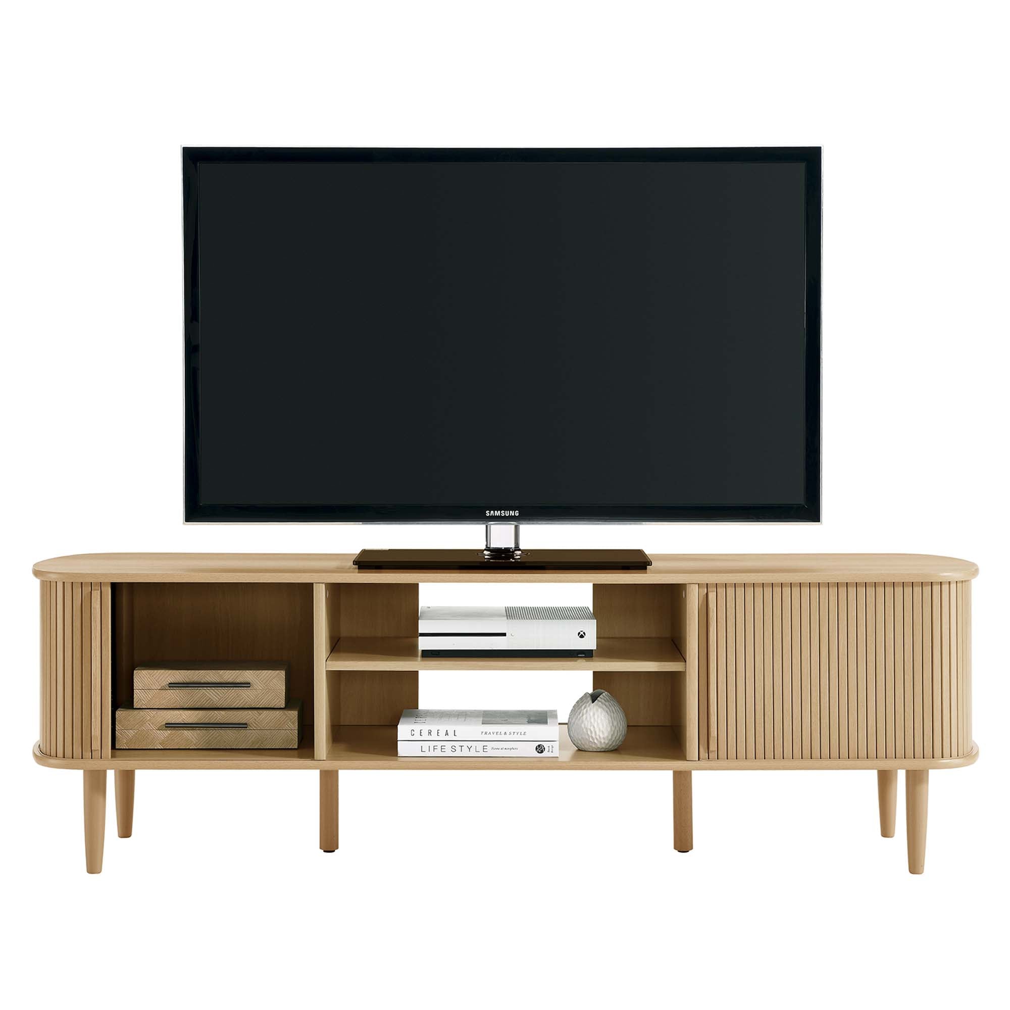 Contour 63" Wood TV Stand, Oak