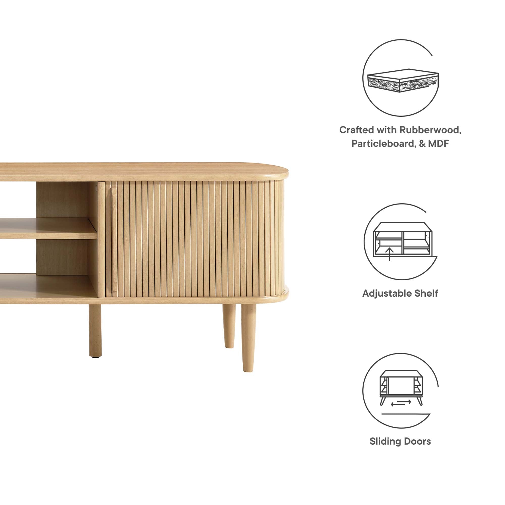 Contour 63" Wood TV Stand, Oak