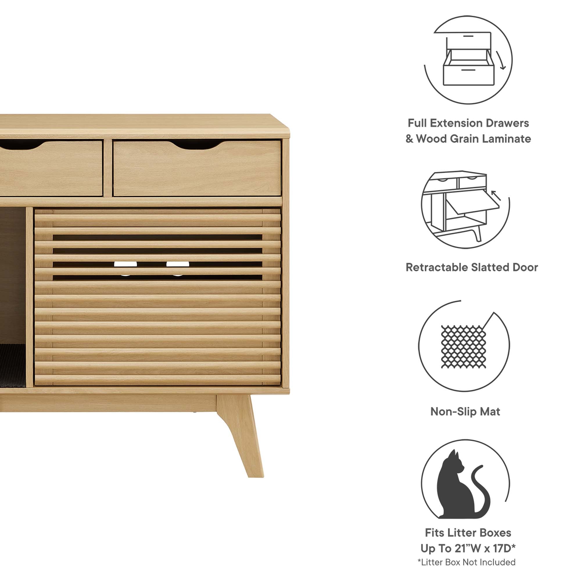 Render Cat Cabinet, Oak