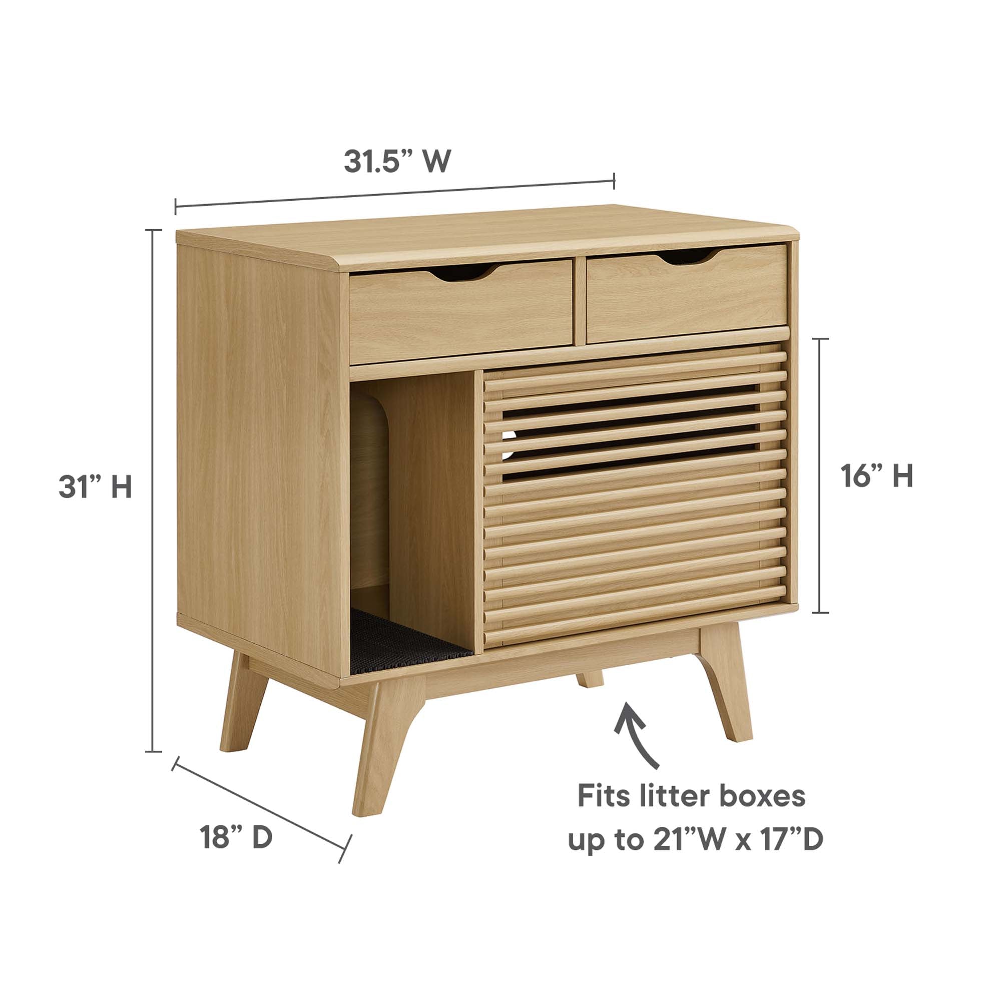 Render Cat Cabinet, Oak