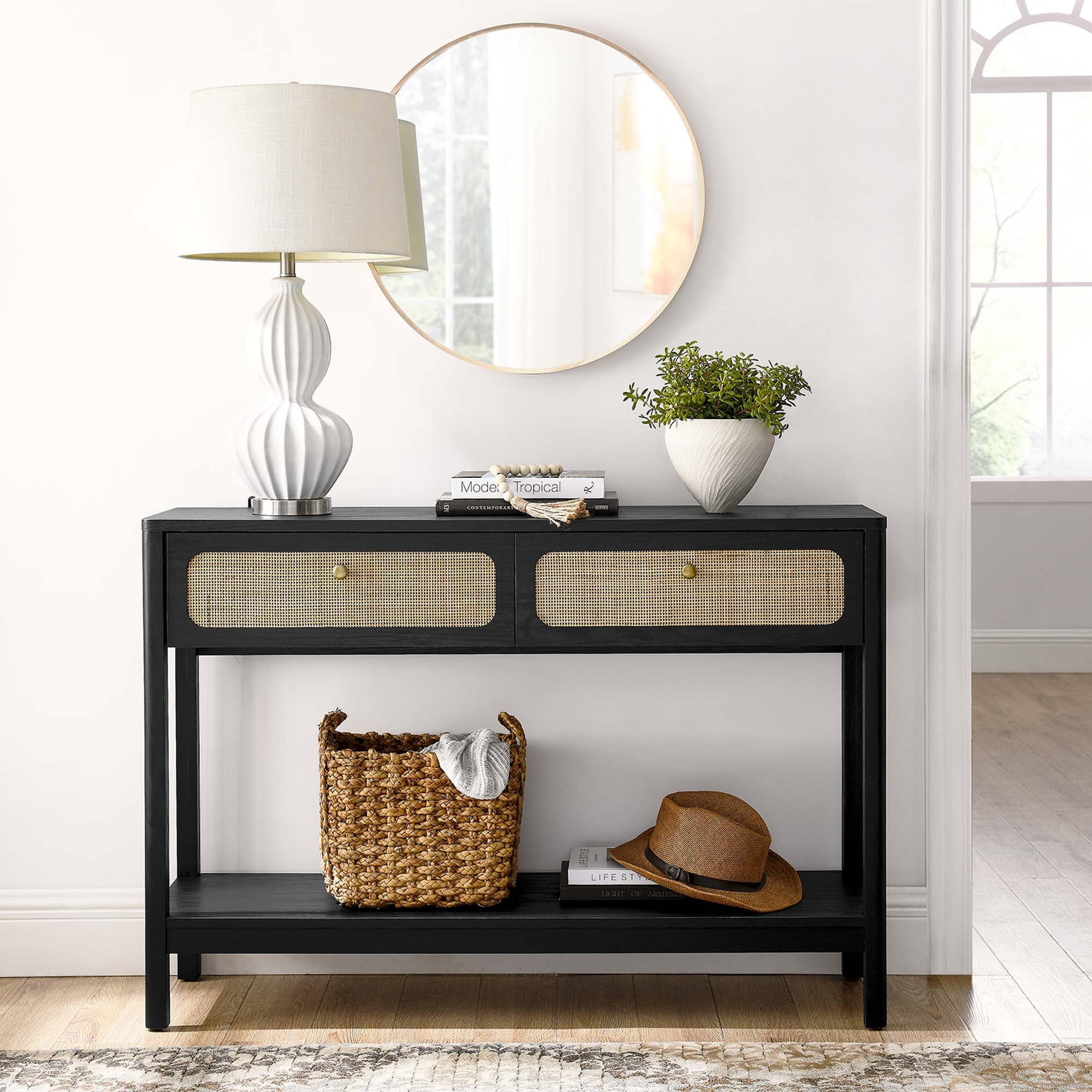 Chaucer Wood Entryway Console Table, Black