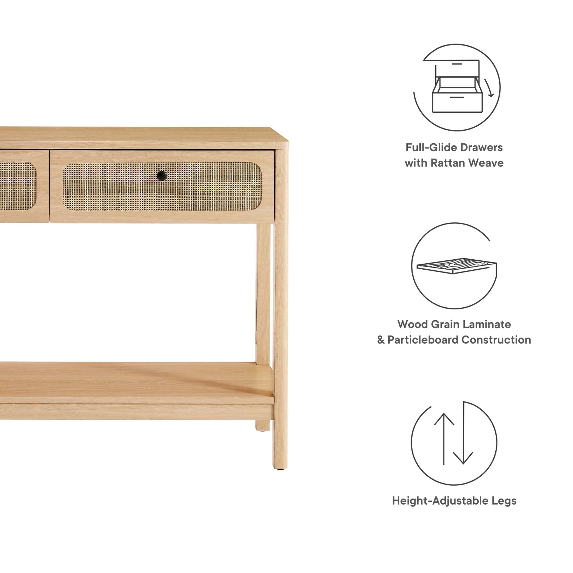 Chaucer Wood Entryway Console Table, Oak