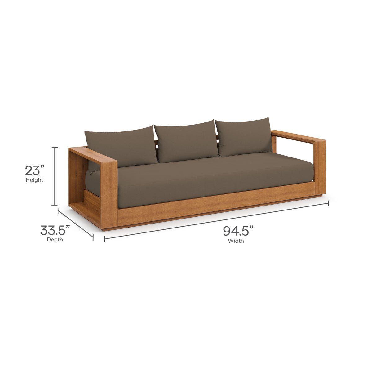Tahoe 5-Piece Outdoor Patio Acacia Wood Furniture Set, Natural Cocoa