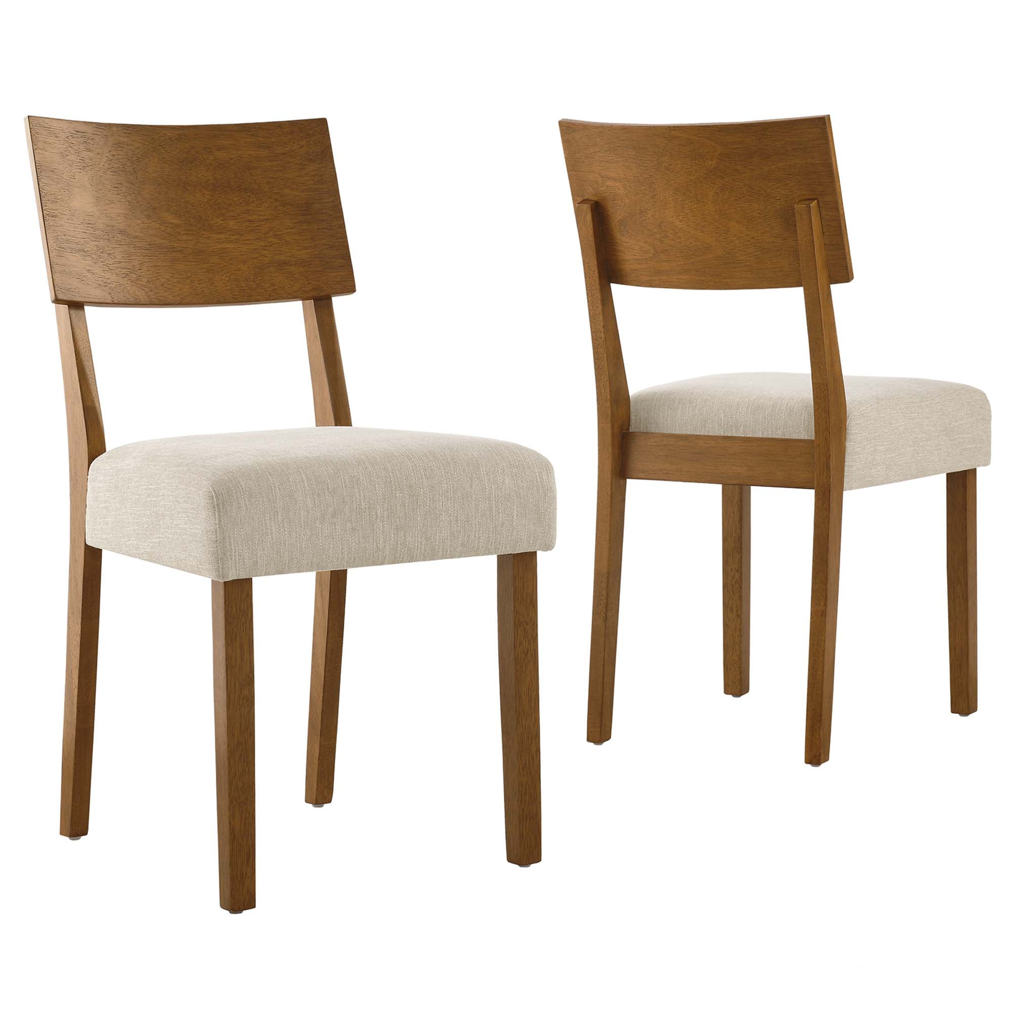 Pax Wood Dining Side Chairs Set of 2, Acorn Heathered Weave Light Beige