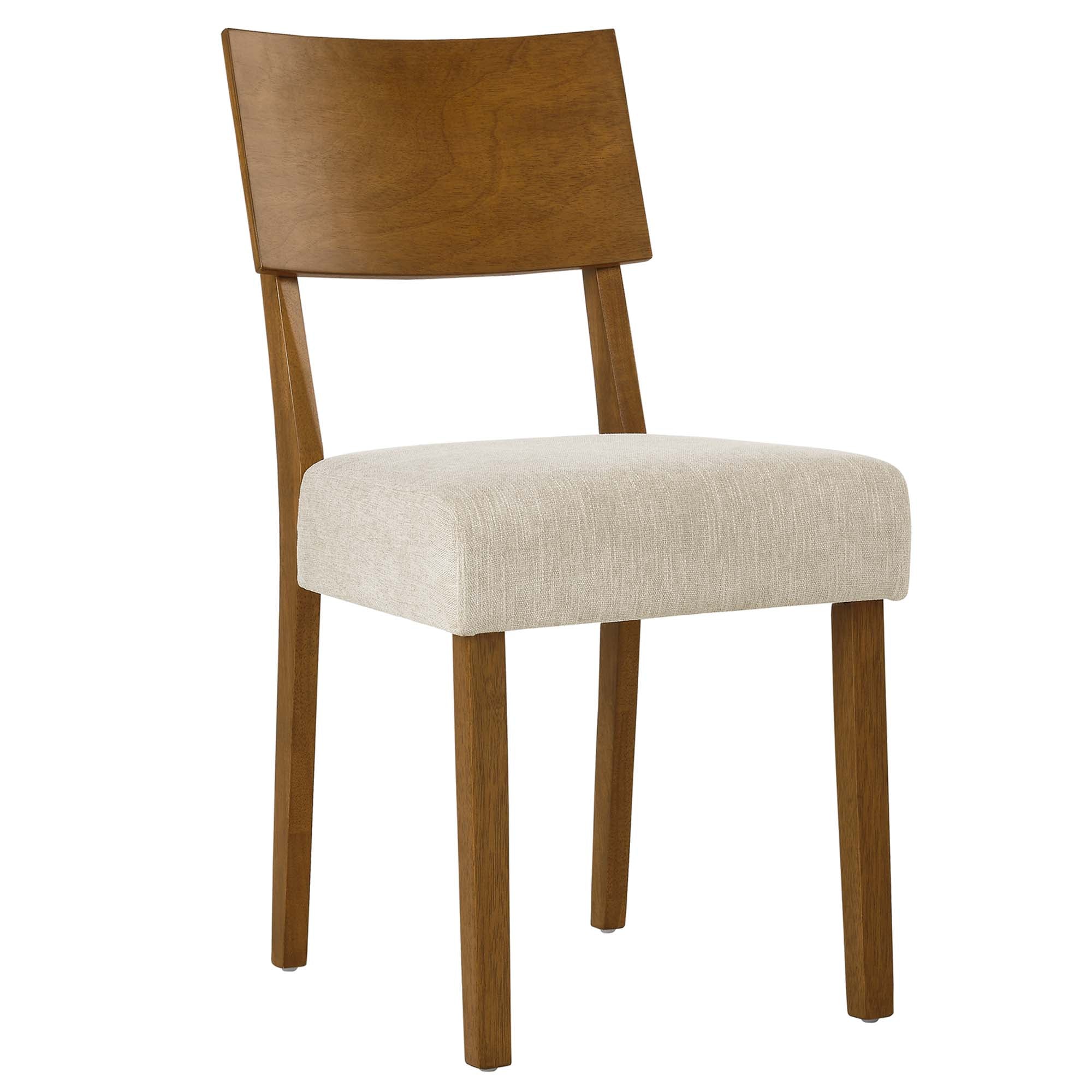 Pax Wood Dining Side Chairs Set of 2, Acorn Heathered Weave Light Beige