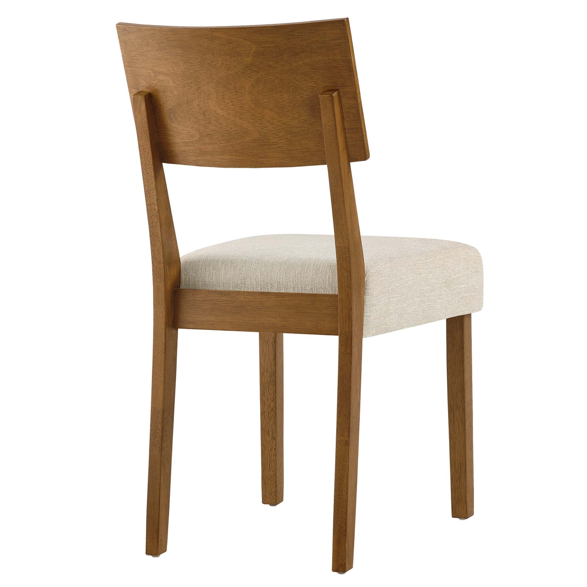 Pax Wood Dining Side Chairs Set of 2, Acorn Heathered Weave Light Beige