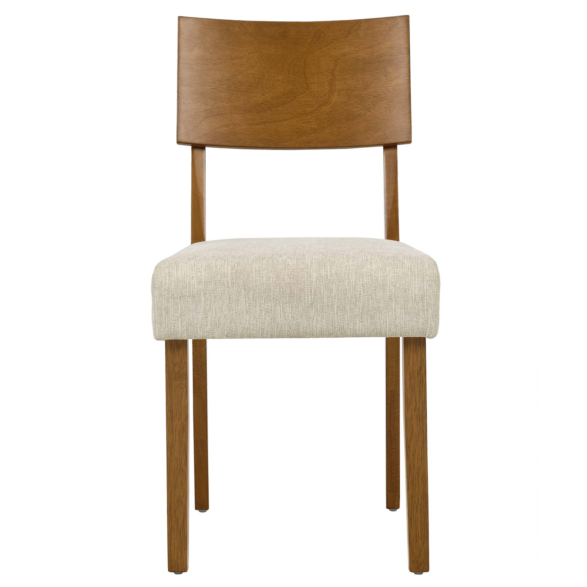 Pax Wood Dining Side Chairs Set of 2, Acorn Heathered Weave Light Beige