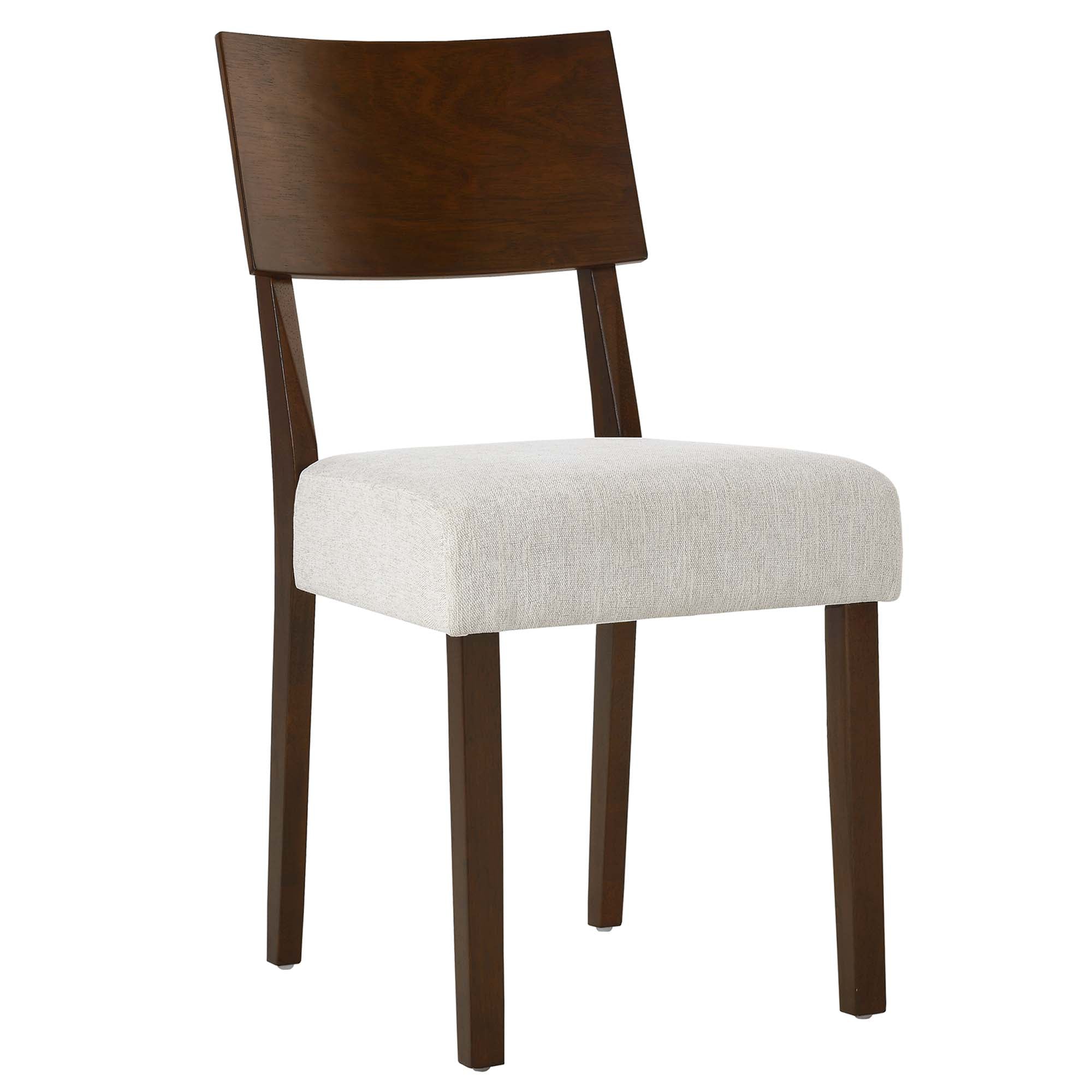 Pax Wood Dining Side Chairs Set of 2, Walnut Heathered Weave Ivory