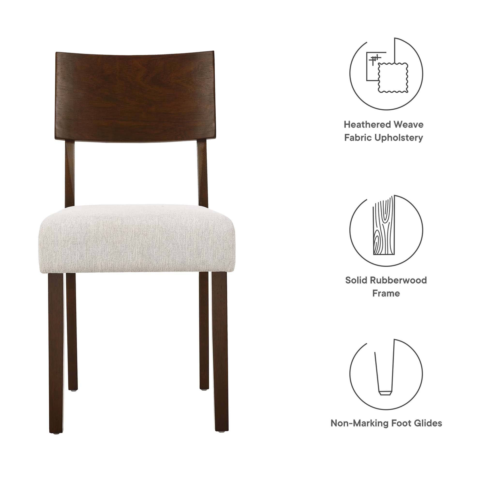 Pax Wood Dining Side Chairs Set of 2, Walnut Heathered Weave Ivory