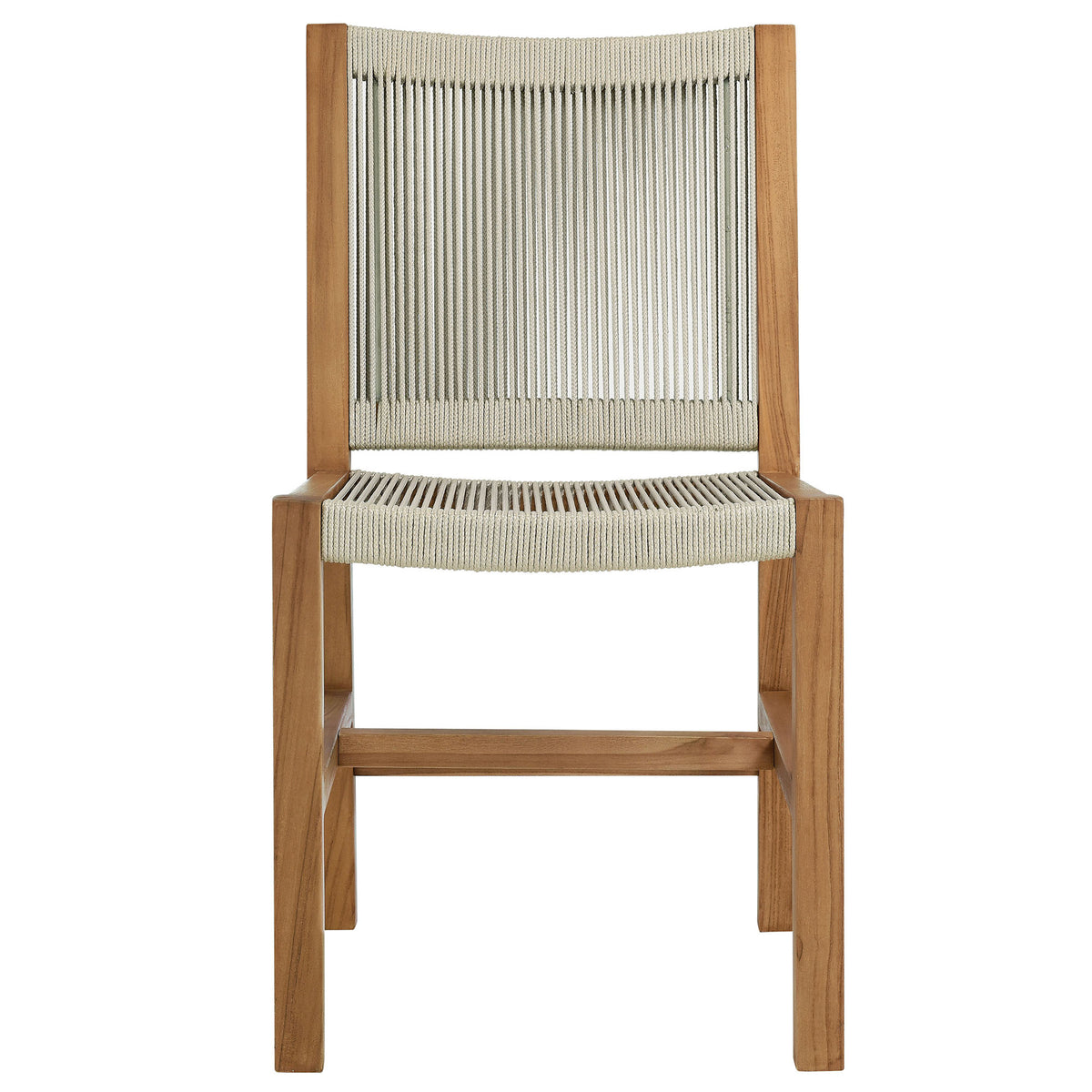 Vienna 7-Piece Outdoor Patio Teak and Rope Dining Set with Armless Chairs, Natural Natural