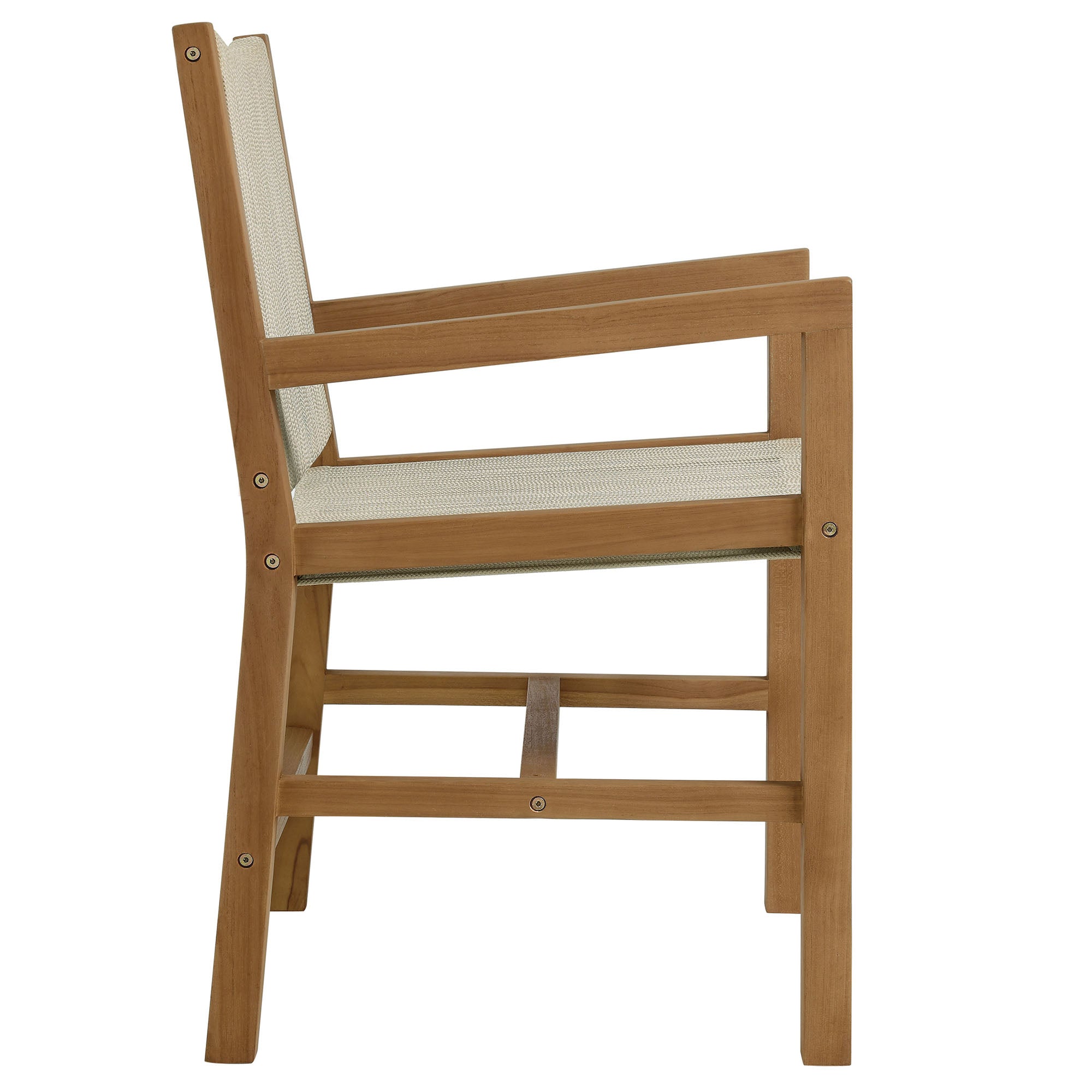 Vienna 5-Piece Outdoor Patio Teak and Rope Dining Set with Armchairs, Natural Natural