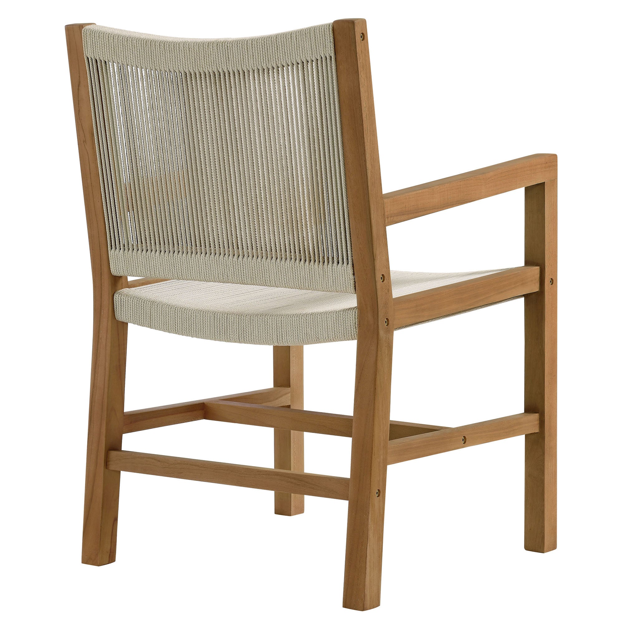 Vienna Outdoor Patio Teak and Rope Dining Armchairs Set of 2, Natural Natural