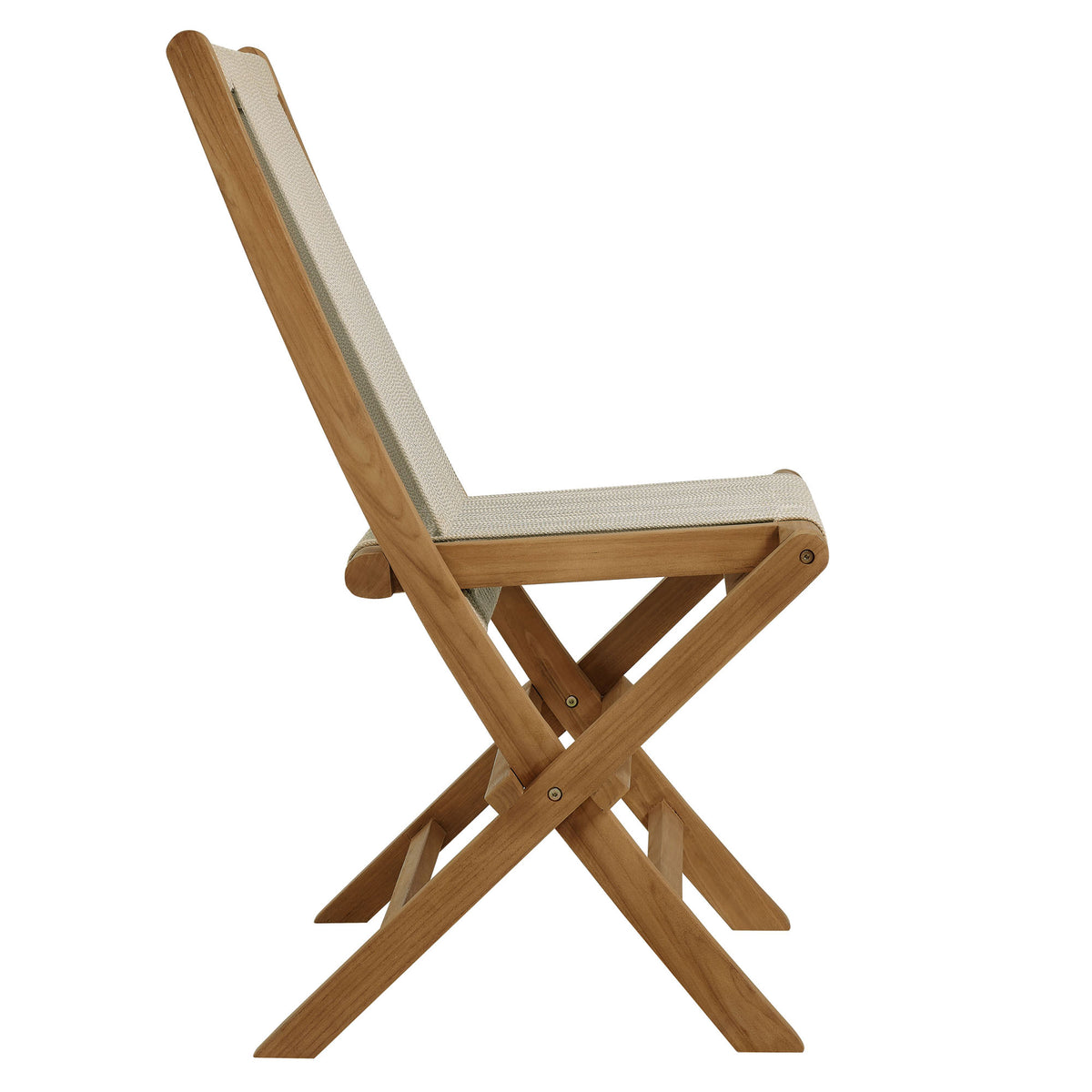 Vienna 5-Piece Outdoor Patio Teak Wood Dining Set with Rope Folding Chairs, Natural Natural
