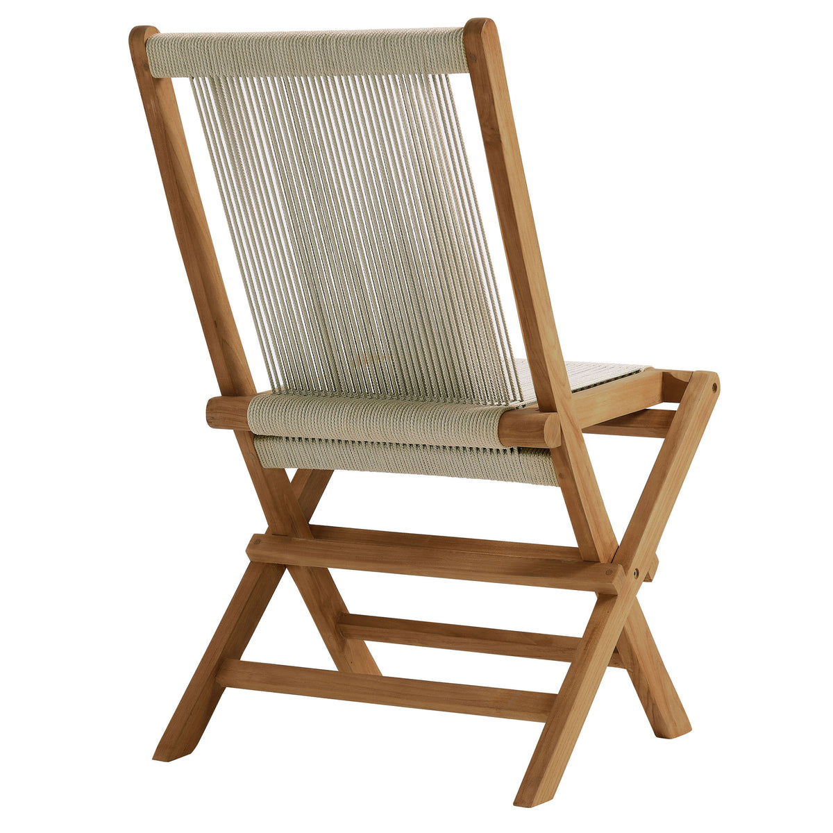 Vienna Outdoor Patio Teak and Rope Folding Chairs Set of 4, Natural Natural