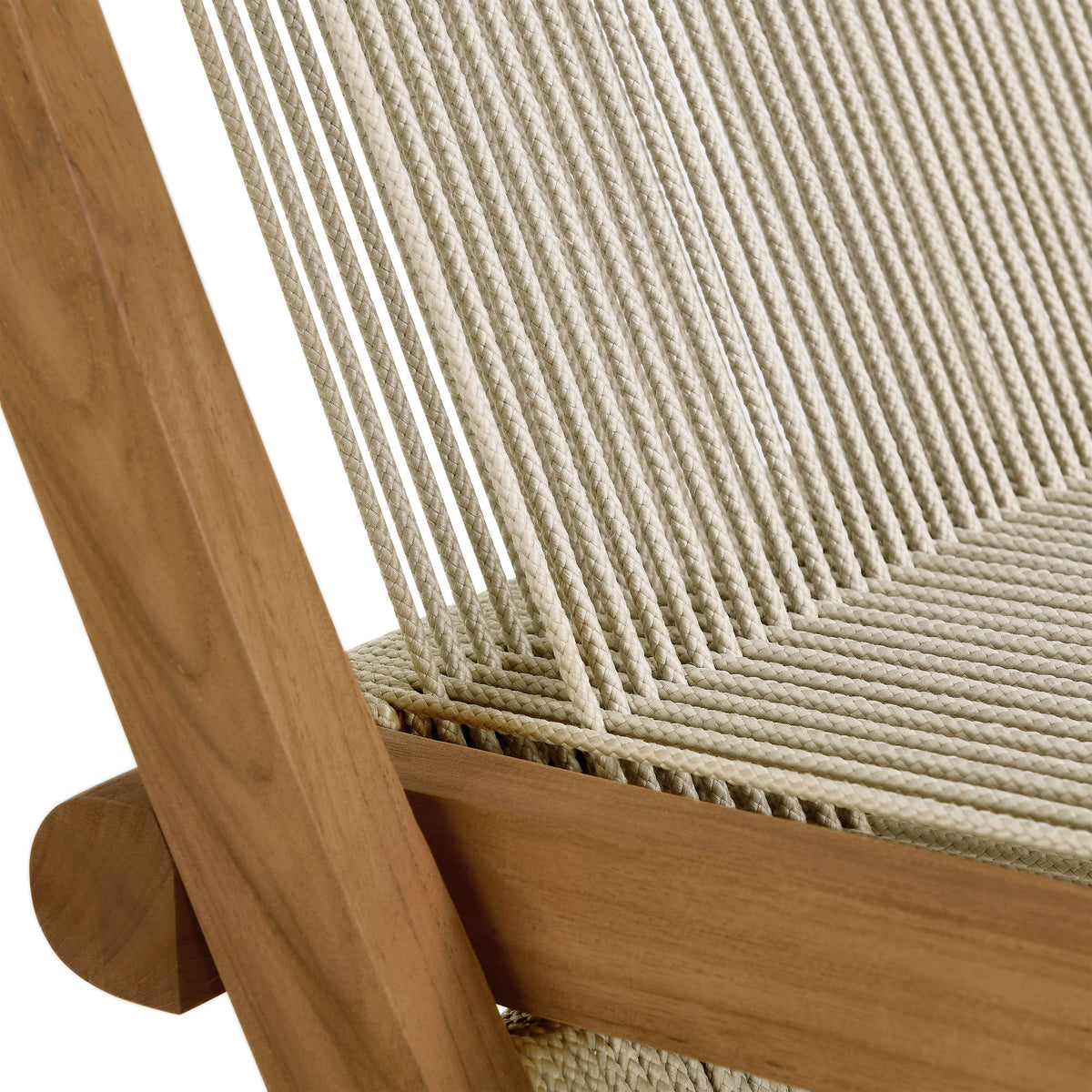 Vienna Outdoor Patio Teak and Rope Folding Chairs Set of 4, Natural Natural