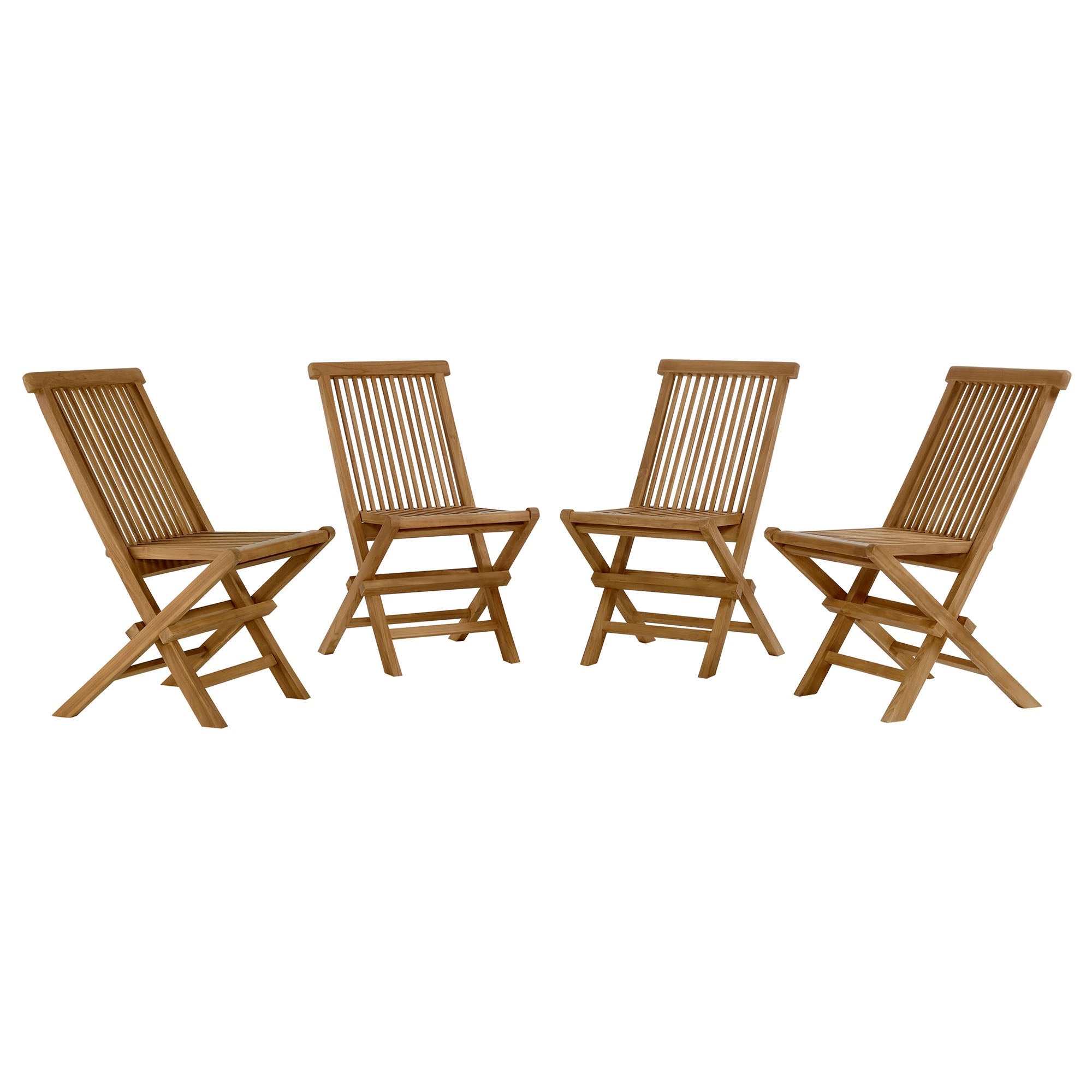 Vienna Outdoor Patio Teak Wood Folding Dining Chairs Set of 4, Natural