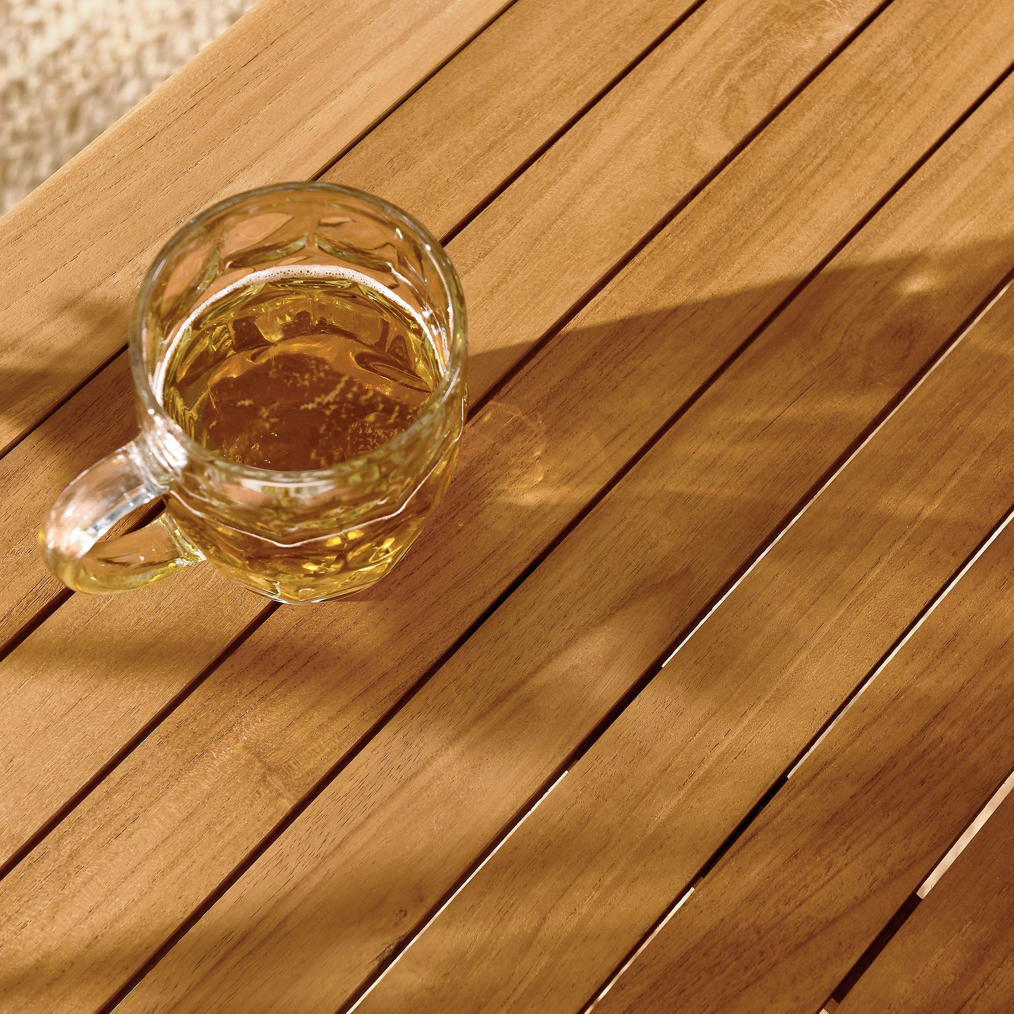 Vienna 34" Square Outdoor Patio Teak Wood Dining Table, Natural