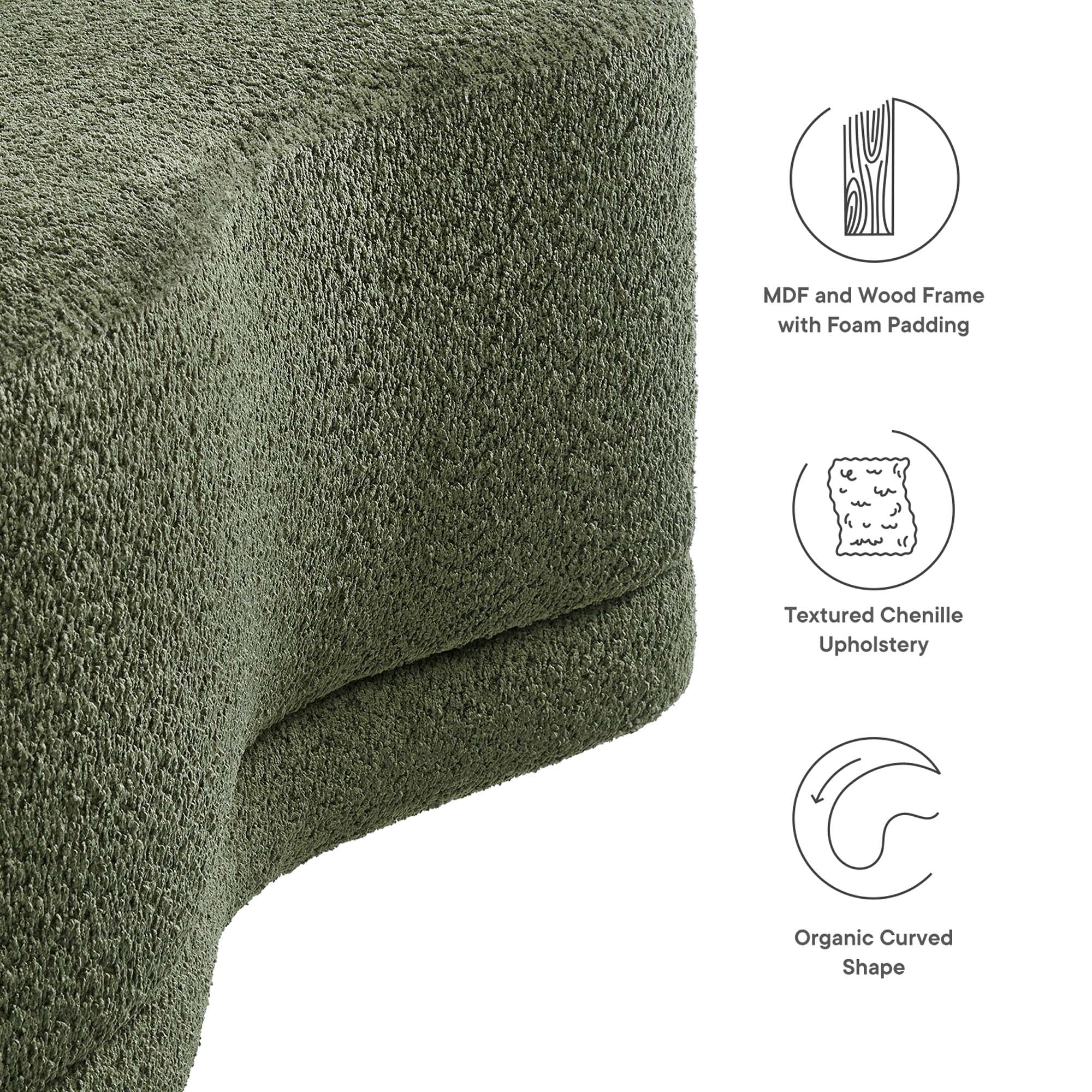 Nimbus 48" Upholstered Ottoman Bench, Sage