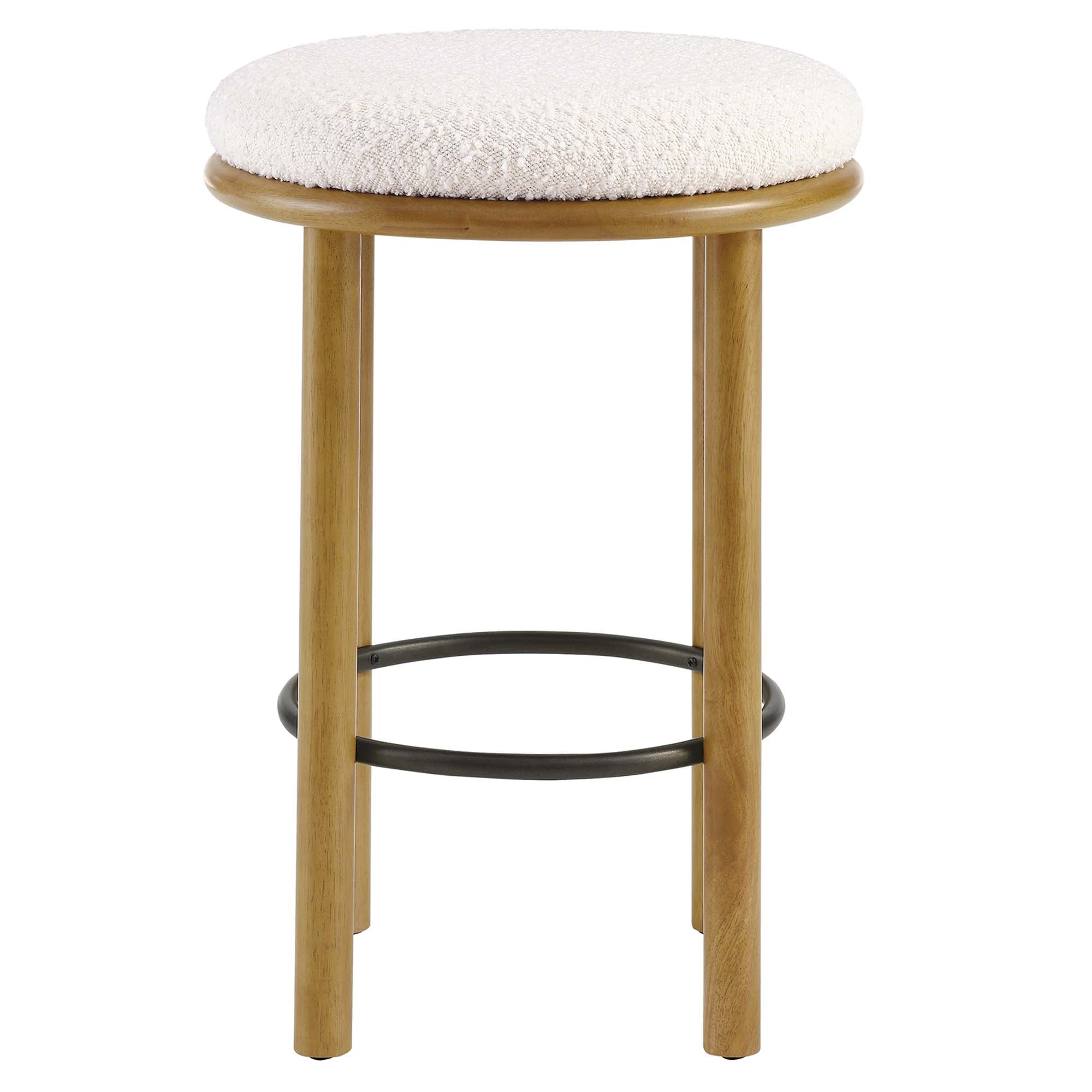 Fable Boucle Fabric Counter Stools Set of 2, Oak Ivory