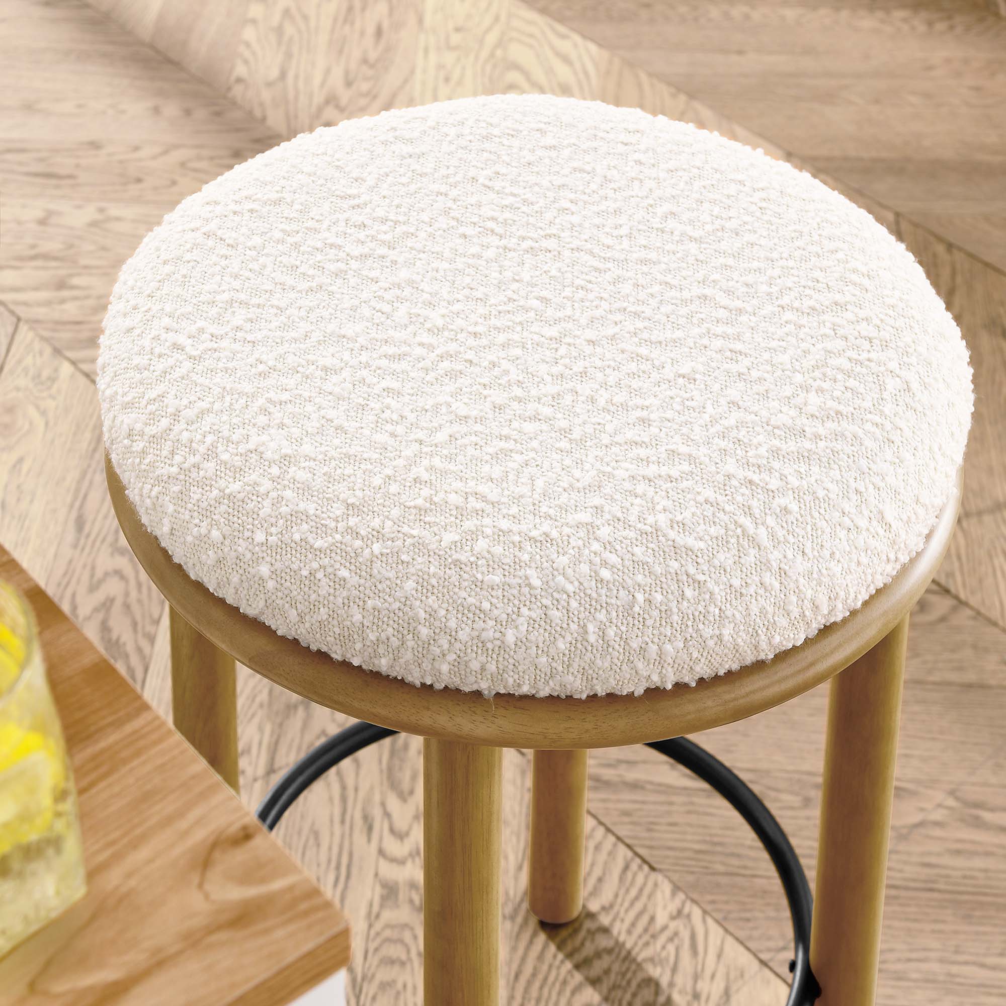 Fable Boucle Fabric Counter Stools Set of 2, Oak Ivory