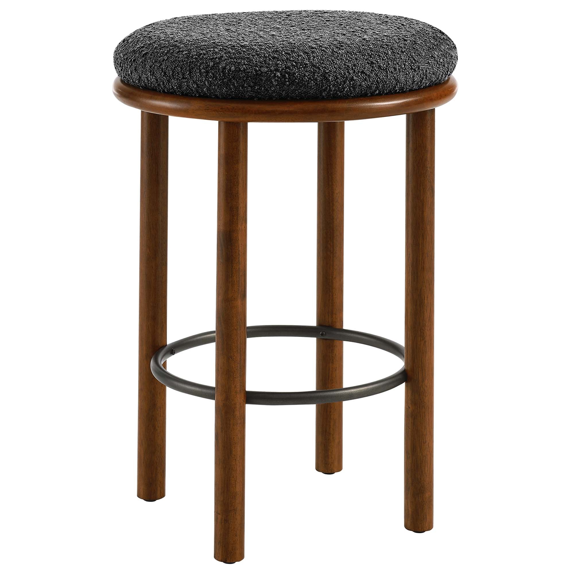 Fable Boucle Fabric Counter Stools Set of 2, Walnut Charcoal