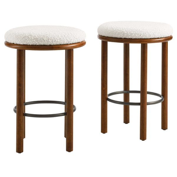 Fable Boucle Fabric Counter Stools Set of 2, Walnut Ivory