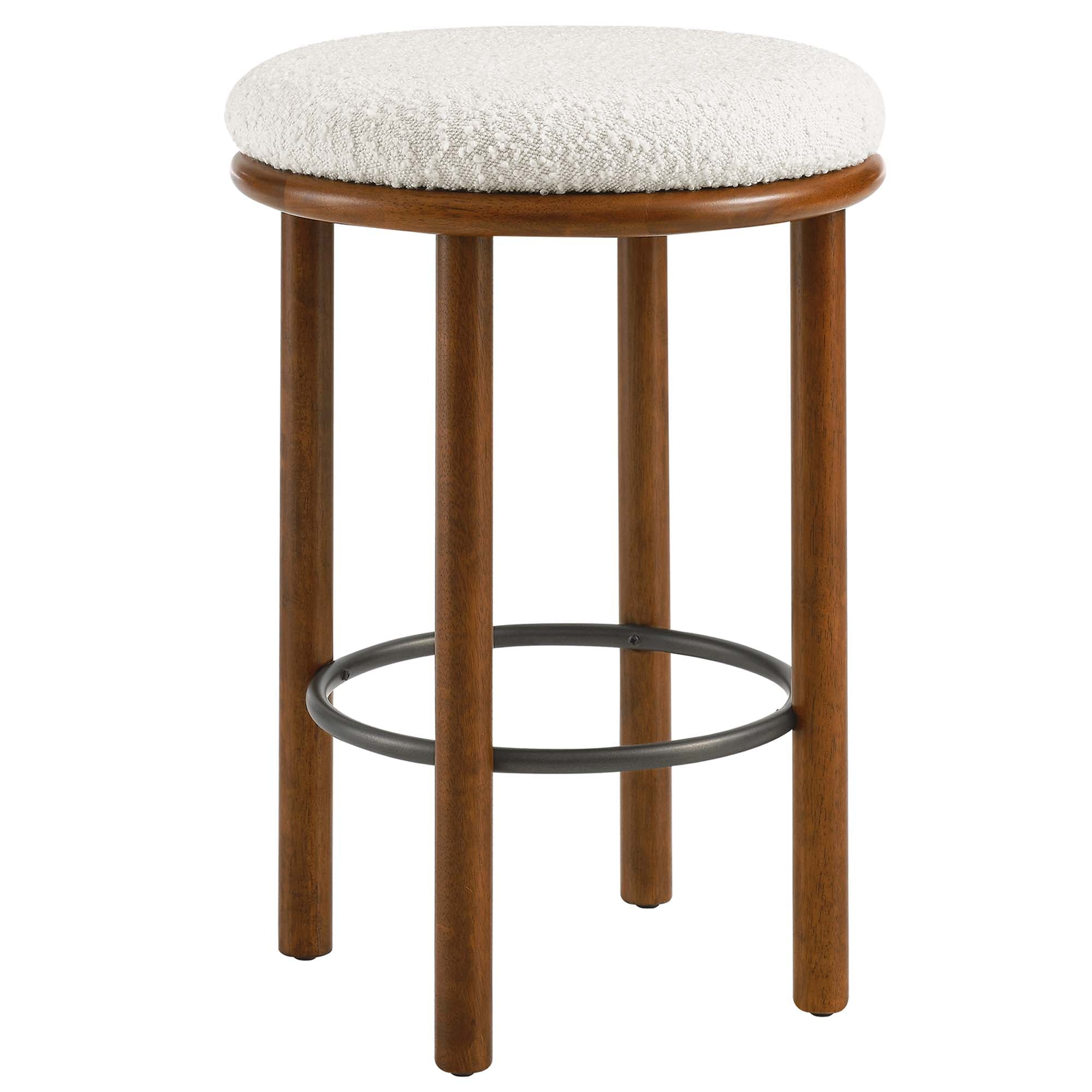 Fable Boucle Fabric Counter Stools Set of 2, Walnut Ivory