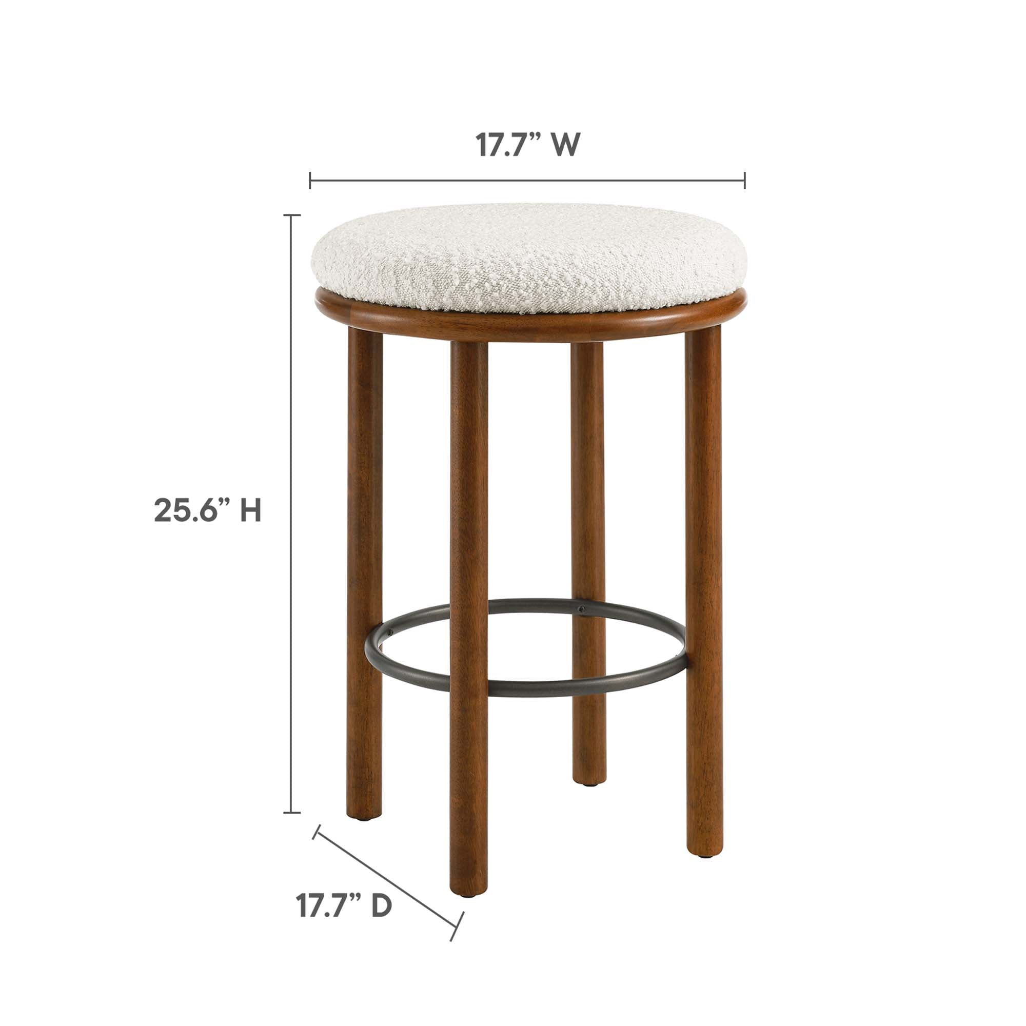 Fable Boucle Fabric Counter Stools Set of 2, Walnut Ivory