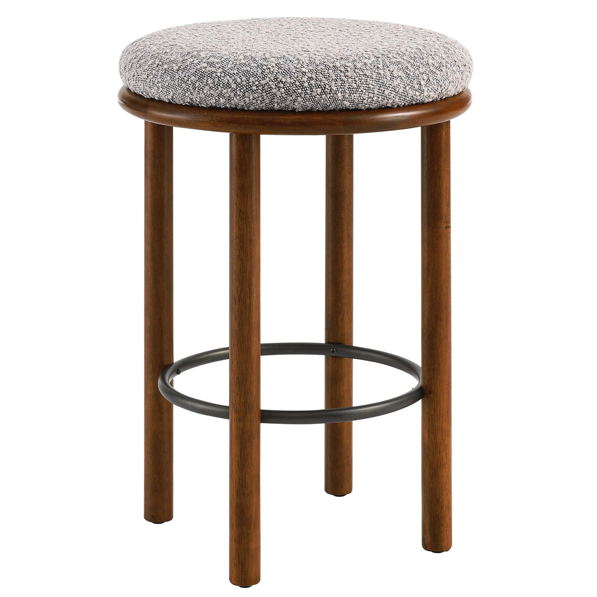 Fable Boucle Fabric Counter Stools Set of 2, Walnut Taupe