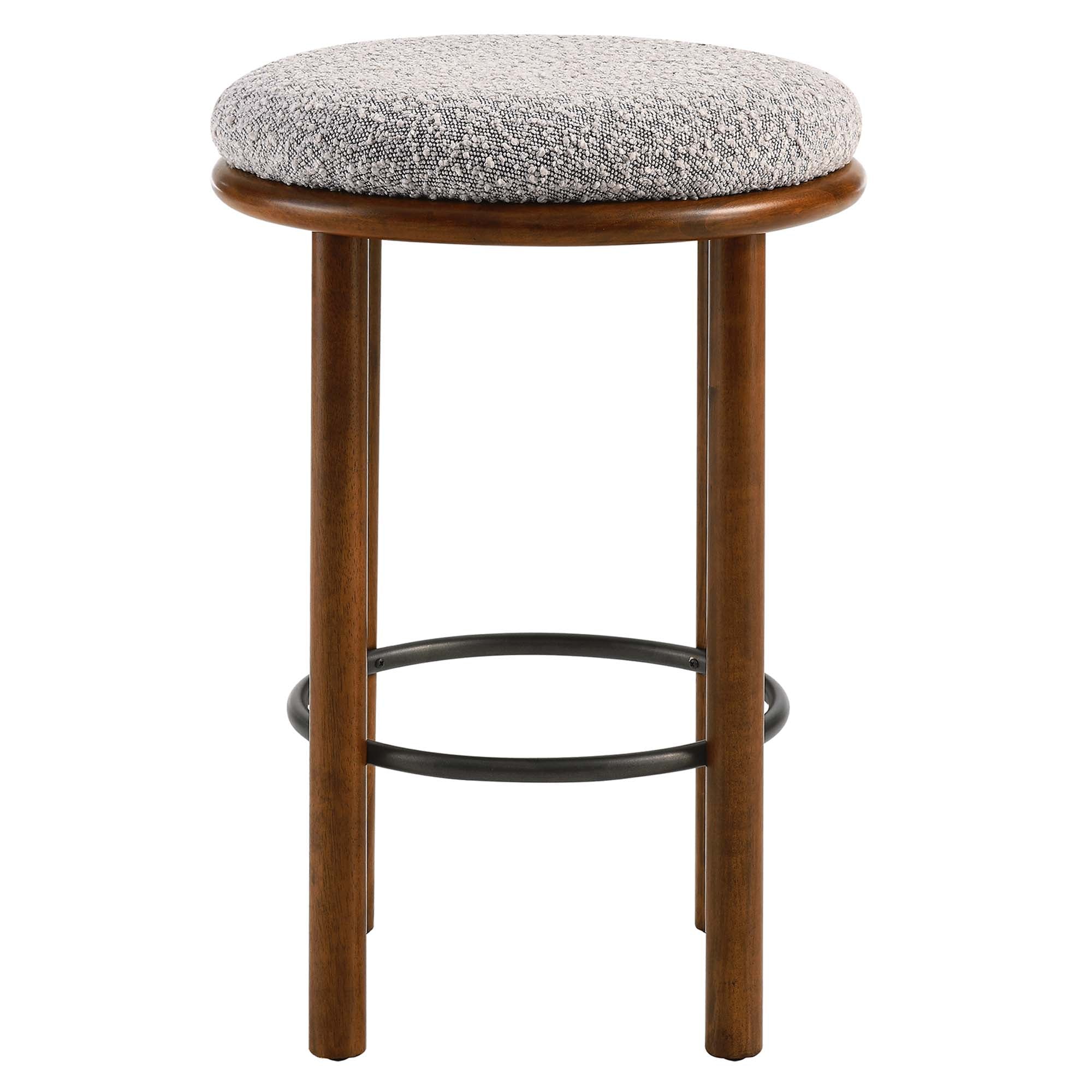 Fable Boucle Fabric Counter Stools Set of 2, Walnut Taupe