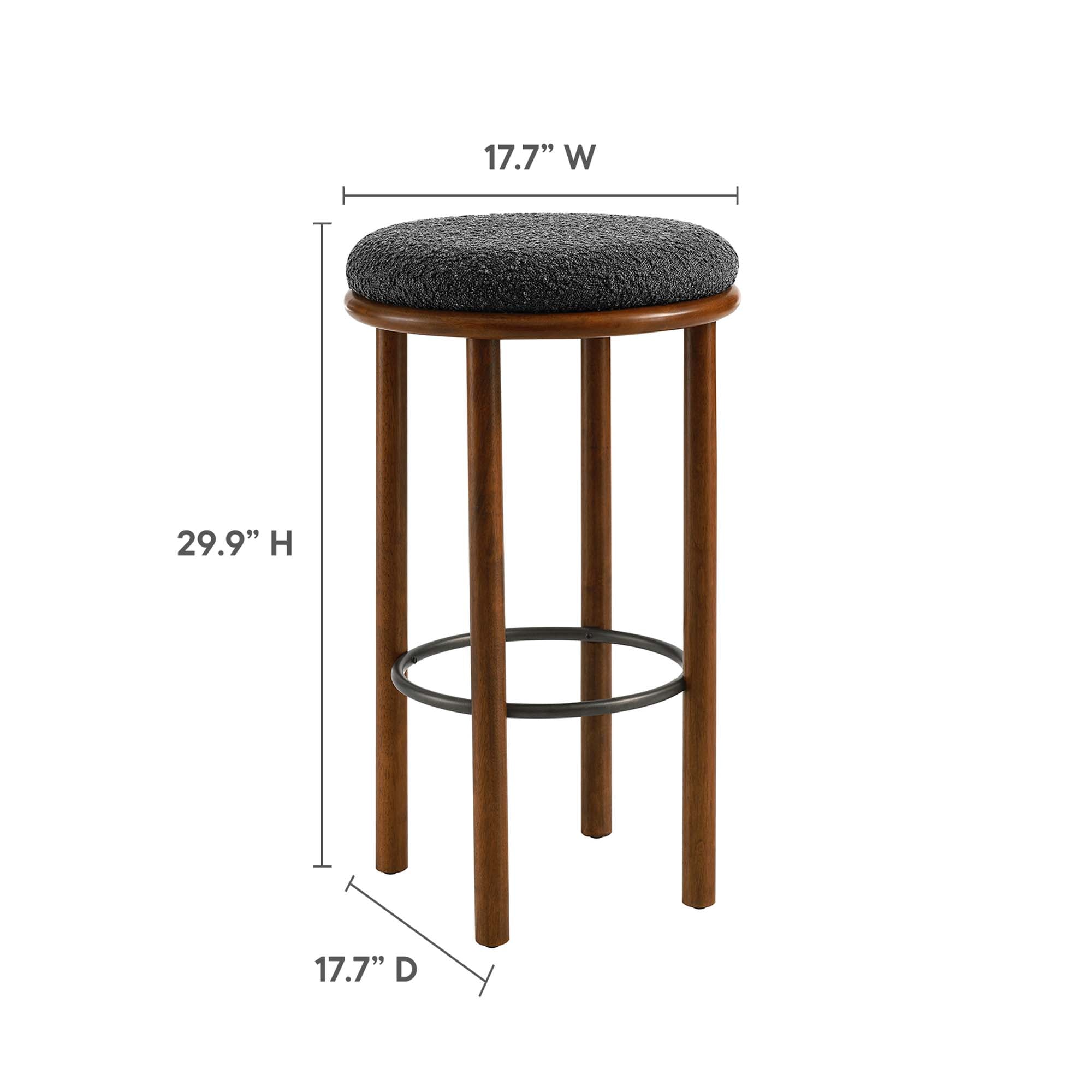 Fable Boucle Fabric Bar Stools Set of 2, Walnut Charcoal