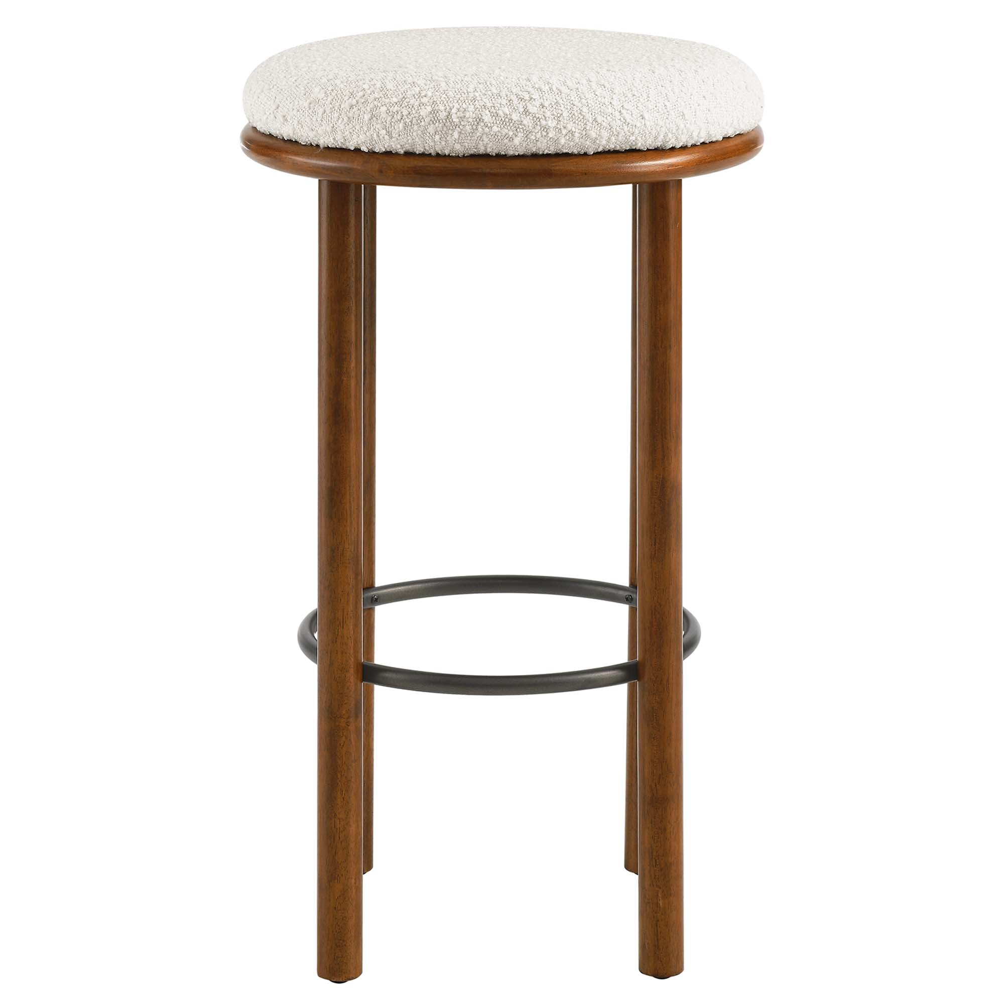 Fable Boucle Fabric Bar Stools Set of 2, Walnut Ivory