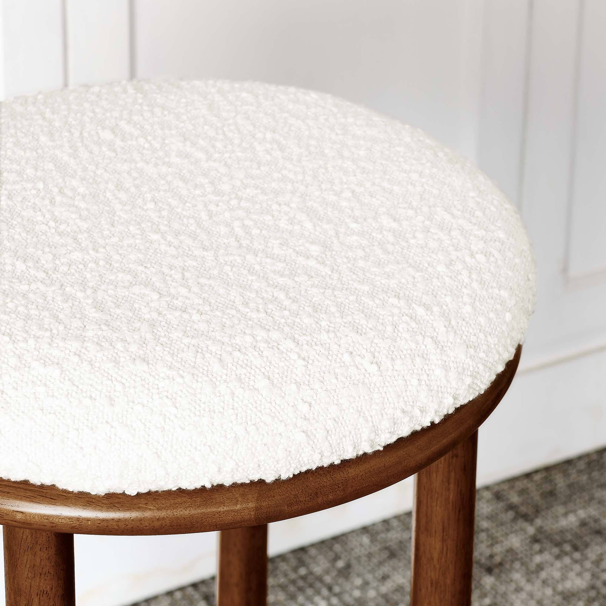 Fable Boucle Fabric Bar Stools Set of 2, Walnut Ivory