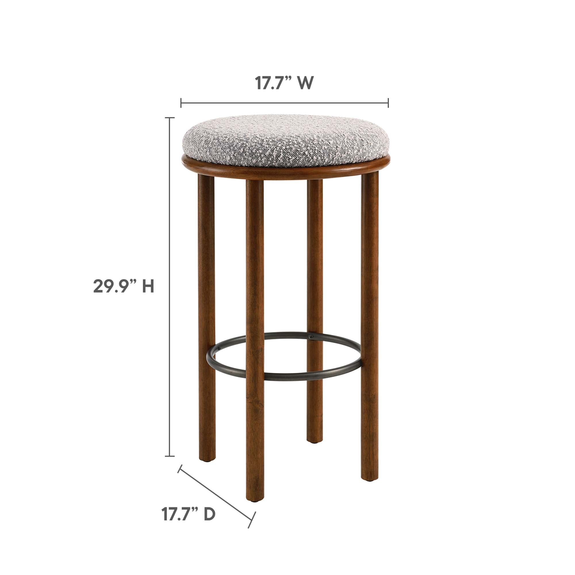 Fable Boucle Fabric Bar Stools Set of 2, Walnut Taupe
