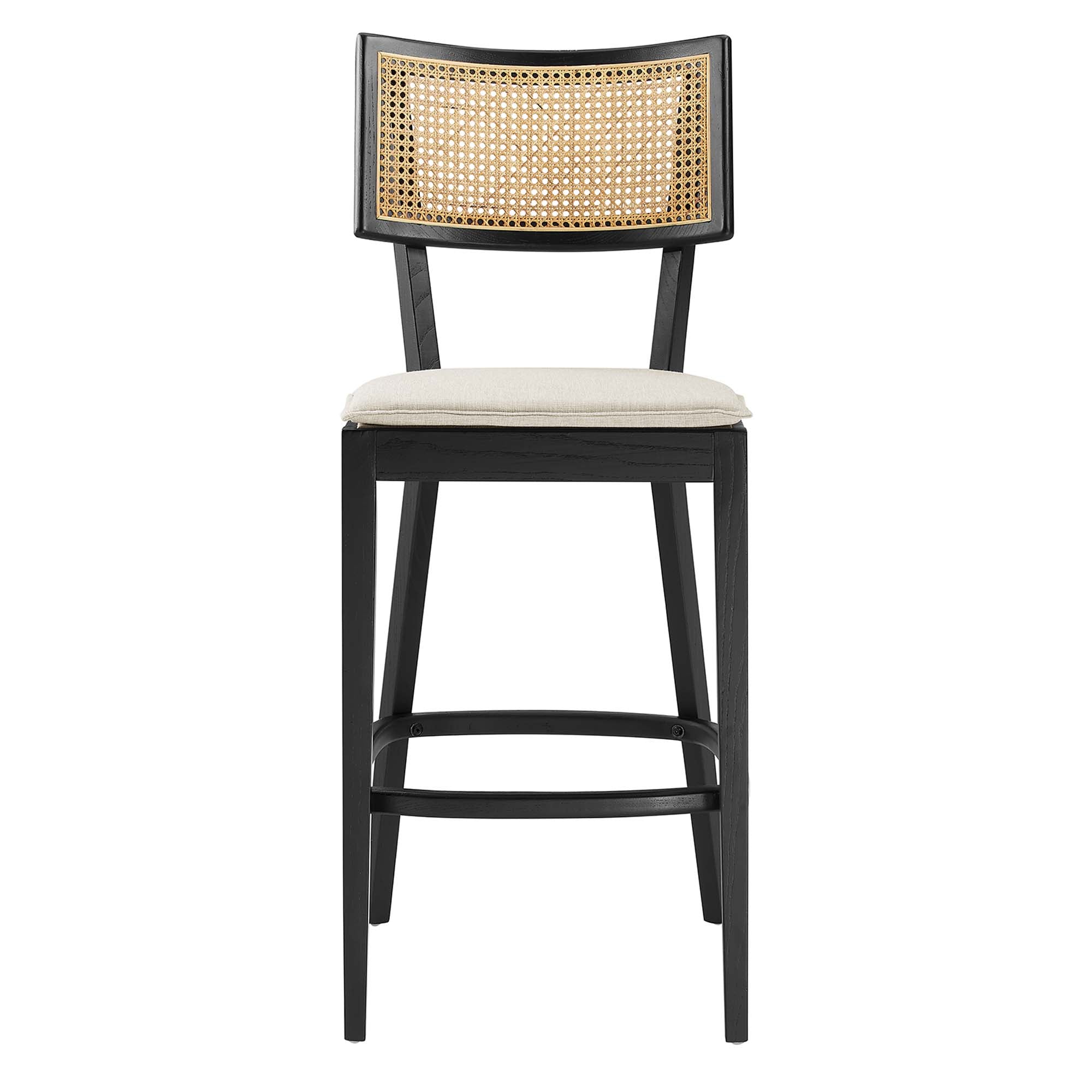Caledonia Wood Bar Stools Set of 2, Black Beige