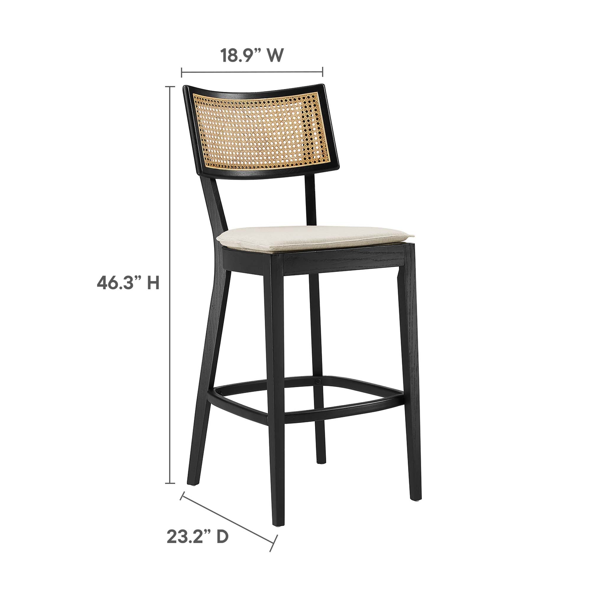 Caledonia Wood Bar Stools Set of 2, Black Beige