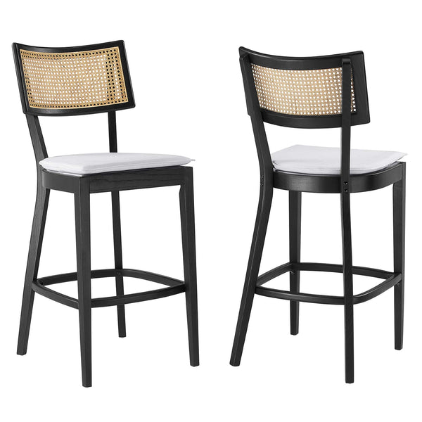 Caledonia Wood Bar Stools Set of 2, Black White
