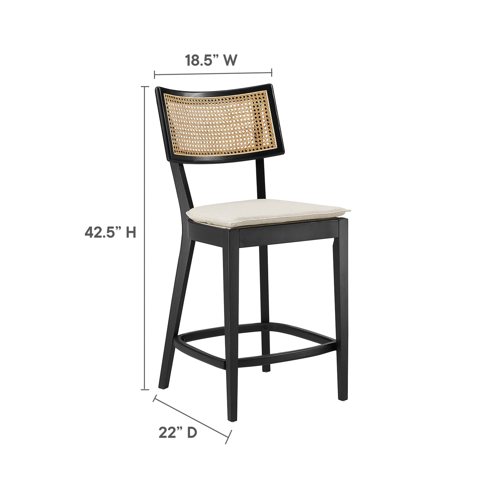 Caledonia Wood Counter Stools Set of 2, Black Beige