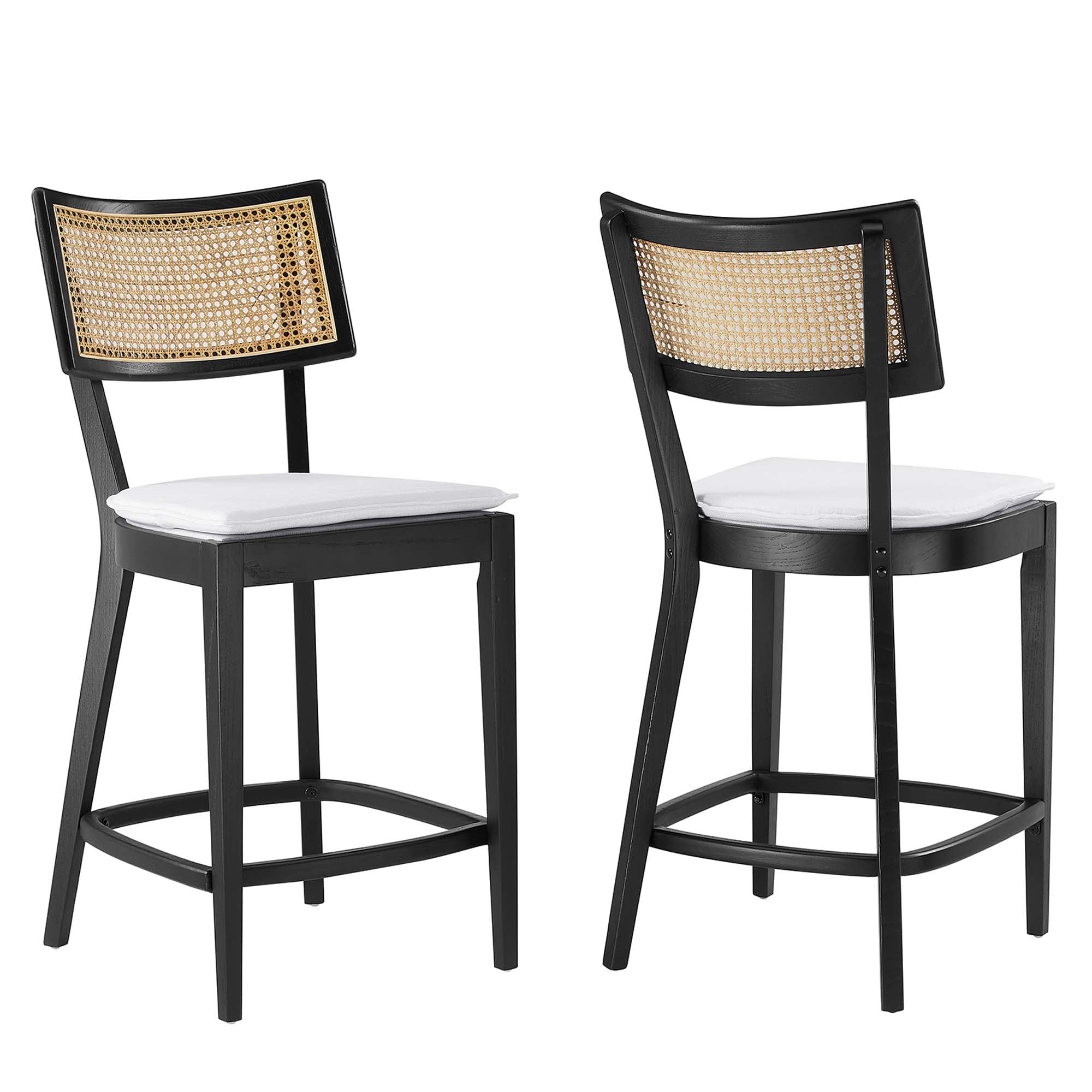 Caledonia Wood Counter Stools Set of 2, Black White