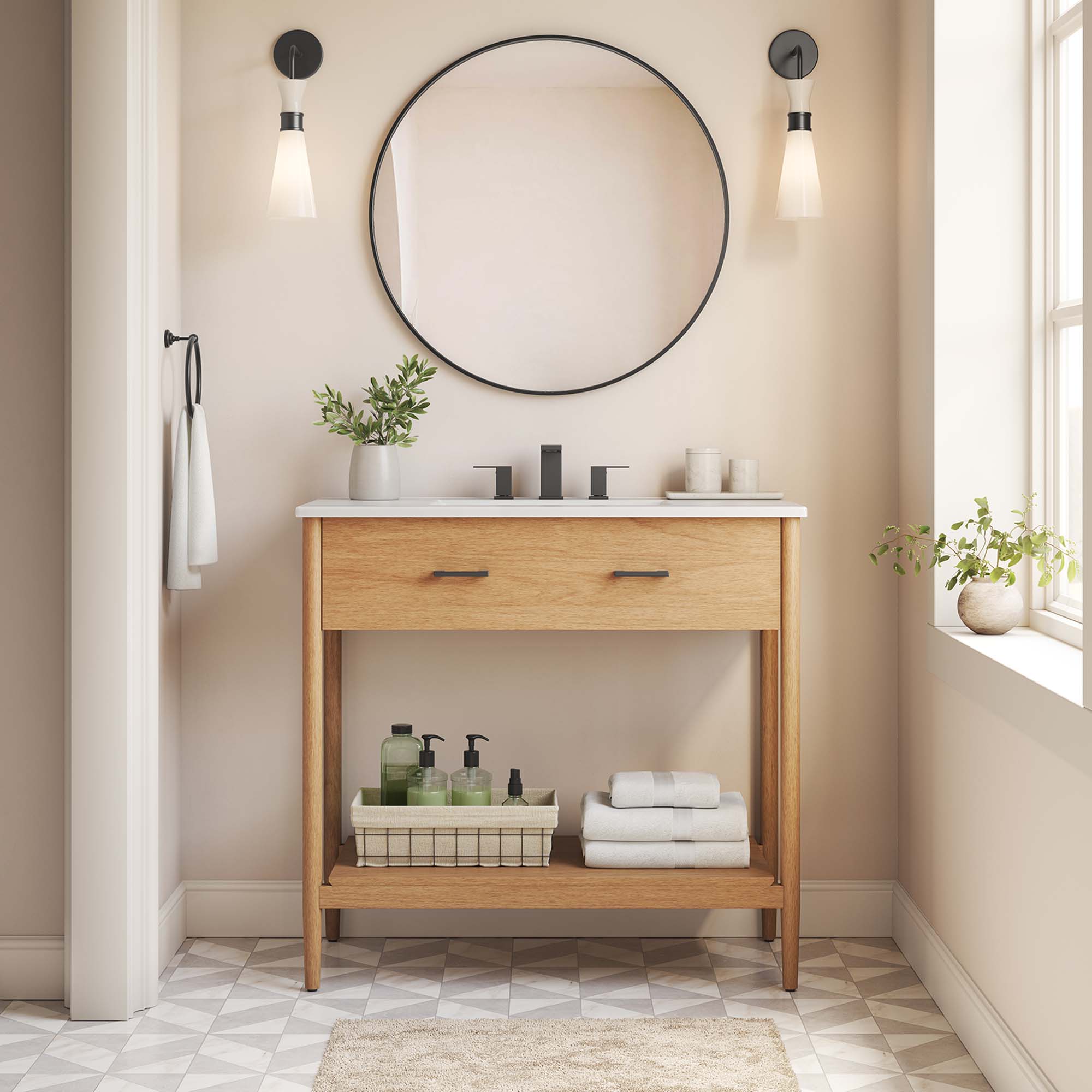 Zaire 36" Bathroom Vanity, Natural White