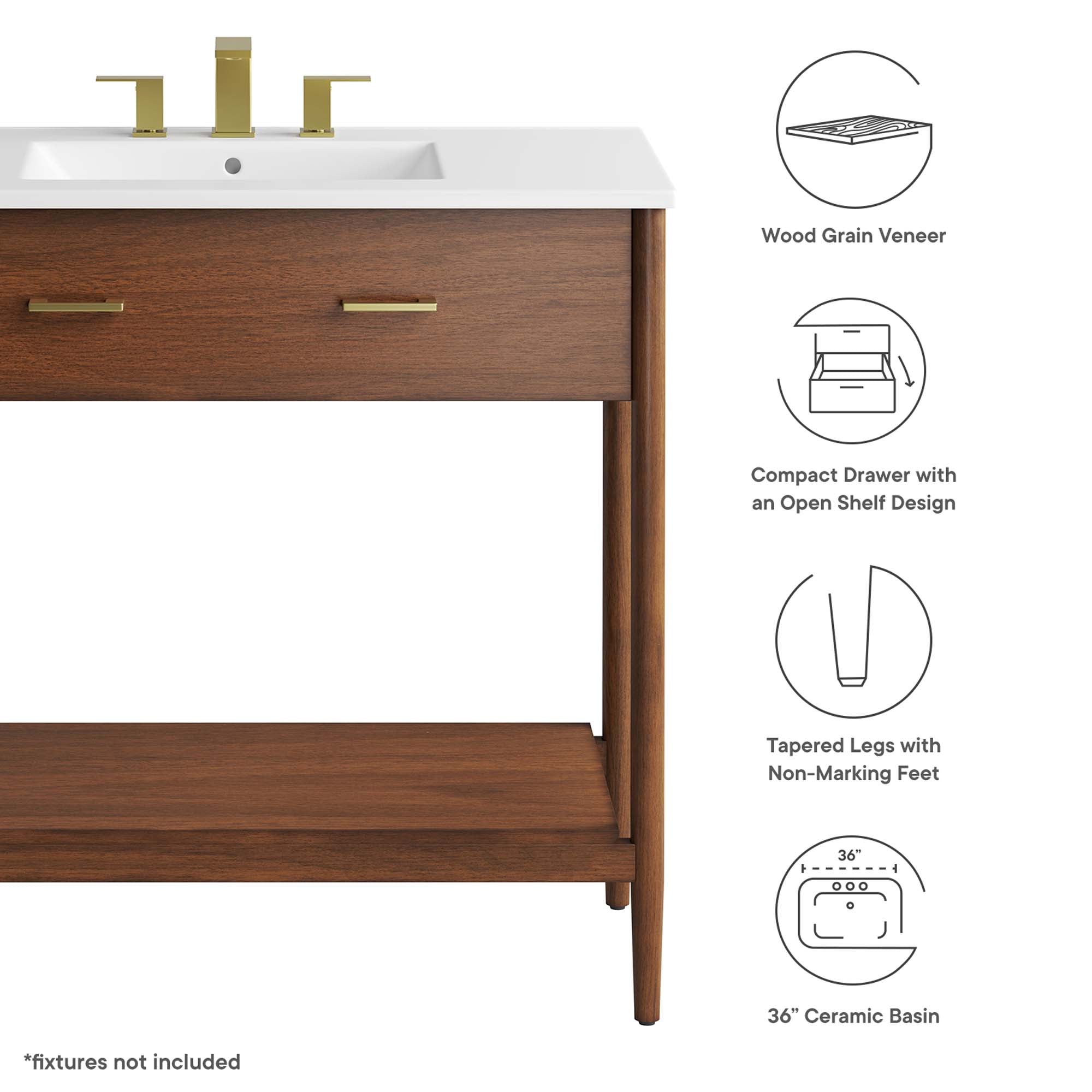 Zaire 36" Bathroom Vanity, Walnut White