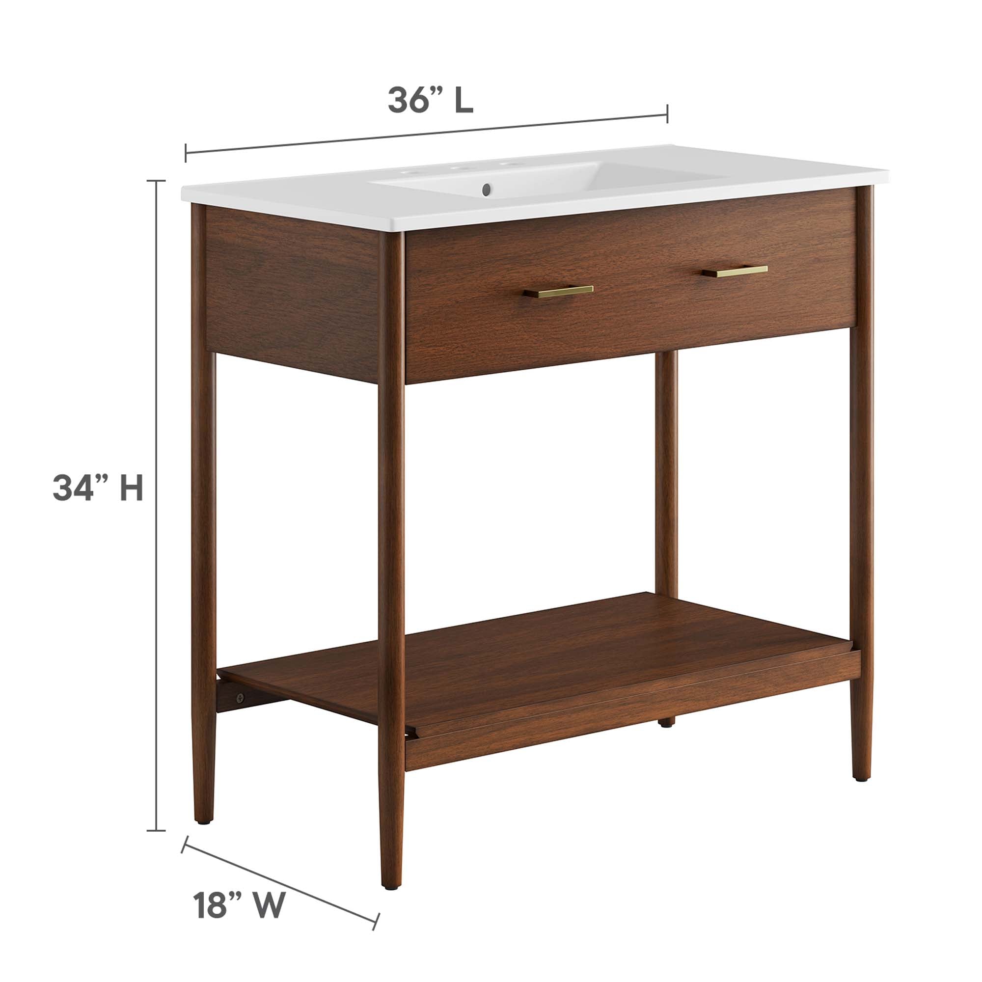 Zaire 36" Bathroom Vanity, Walnut White