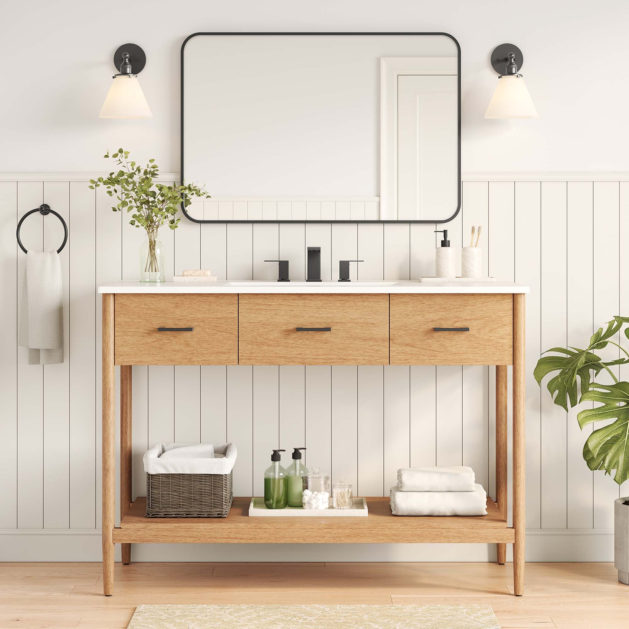 Zaire 48" Single Sink Bathroom Vanity, Natural White