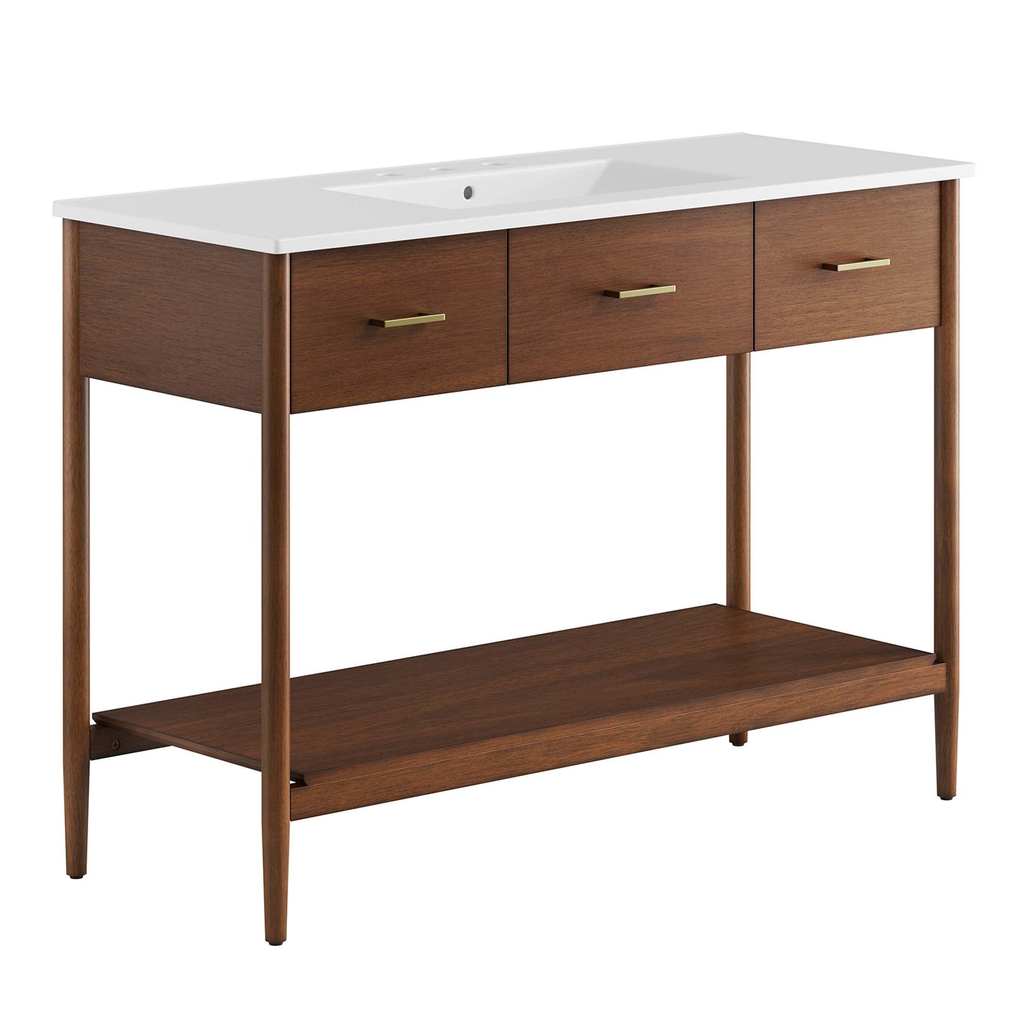 Zaire 48" Single Sink Bathroom Vanity, Walnut White