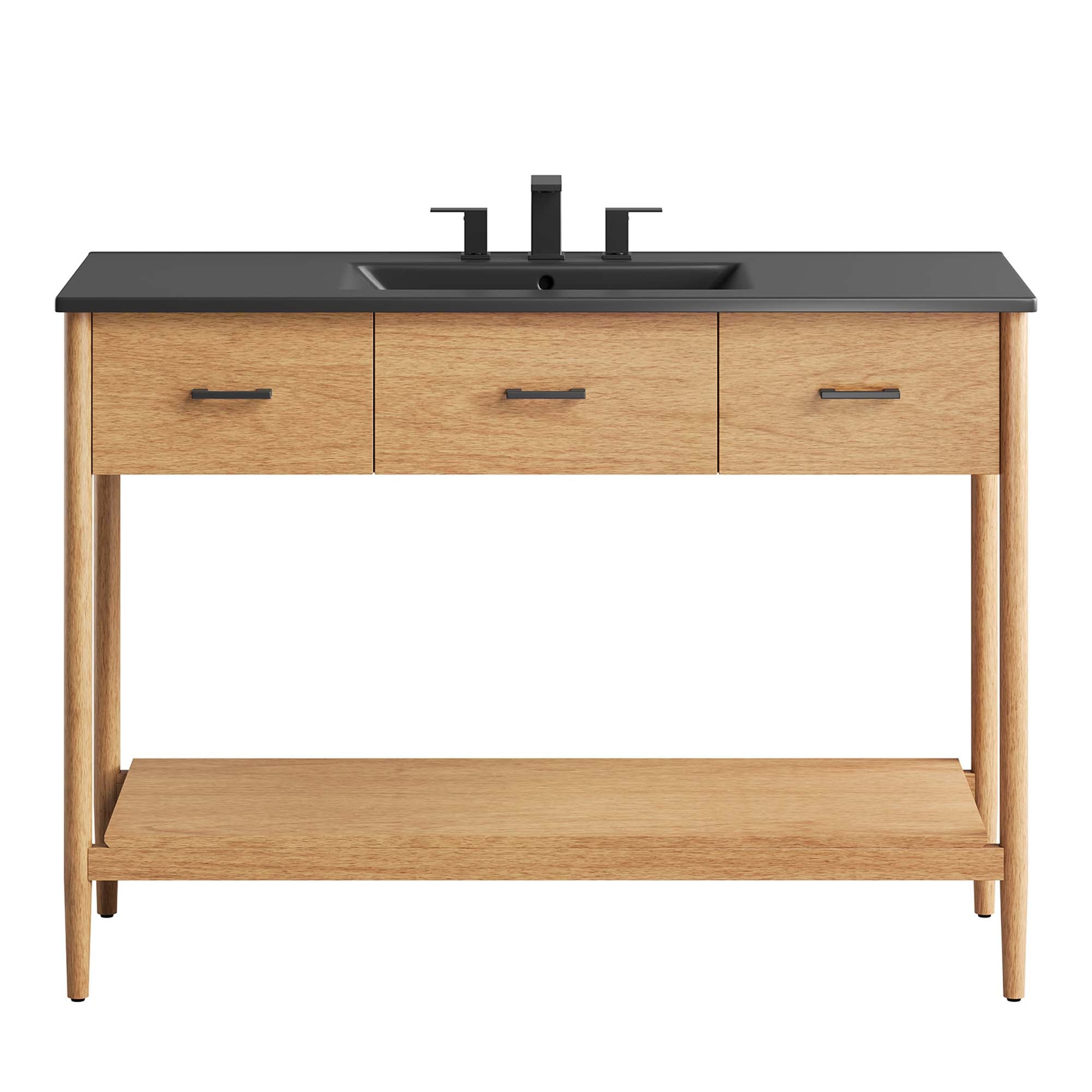 Zaire 48" Single Sink Bathroom Vanity, Natural Black