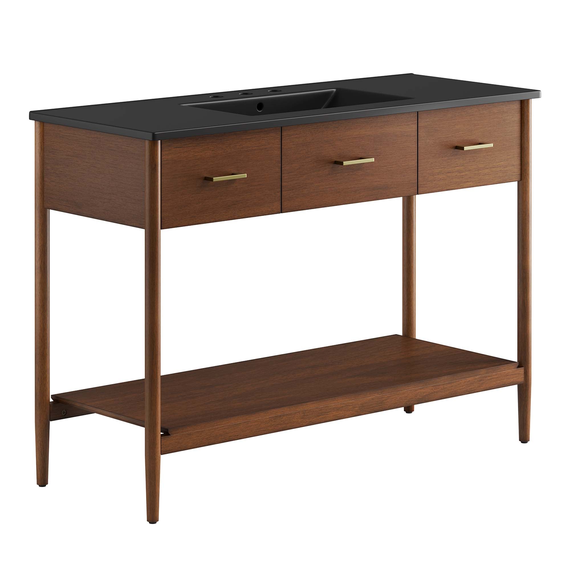 Zaire 48" Single Sink Bathroom Vanity, Walnut Black